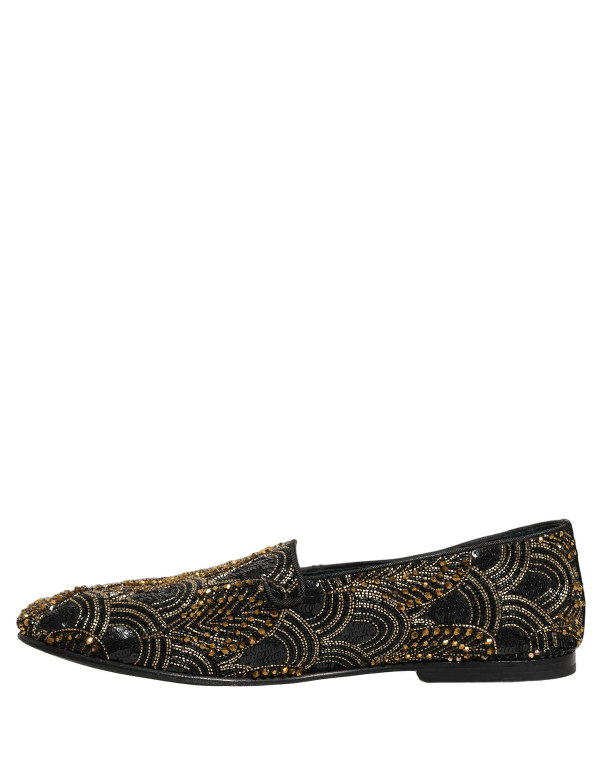 Dolce & Gabbana Black Gold Embellished Dress Loafers Luxe