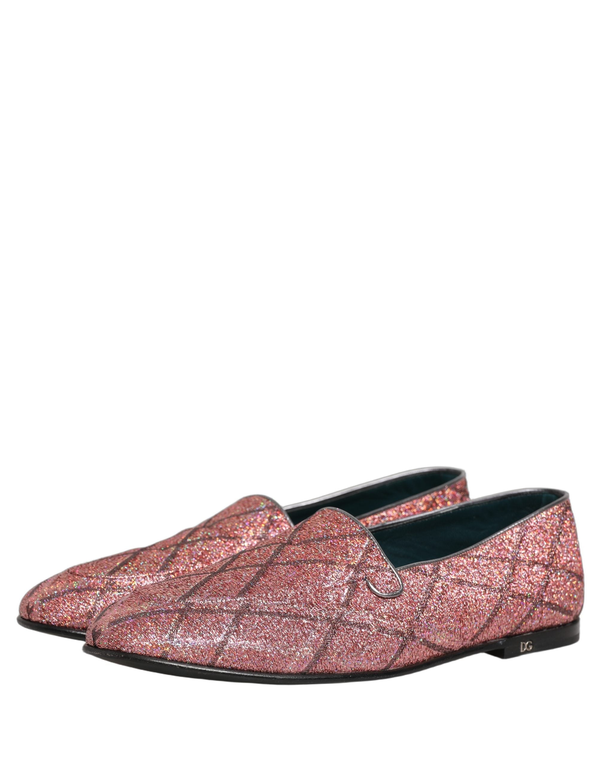 Dolce & Gabbana Pink Glitter Lurex Loafers - Timeless Luxury