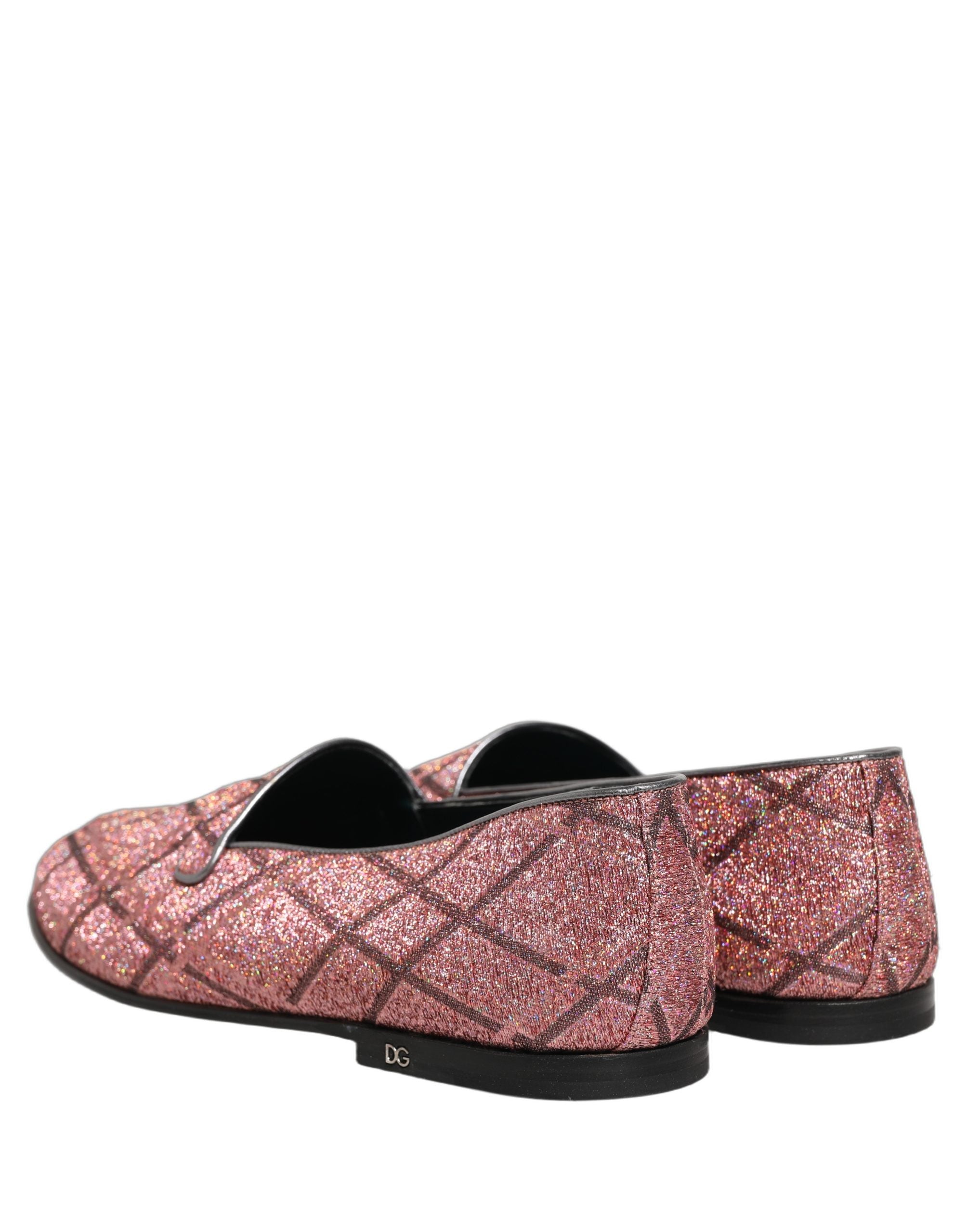 Dolce & Gabbana Pink Glitter Lurex Loafers - Luxe Elegance