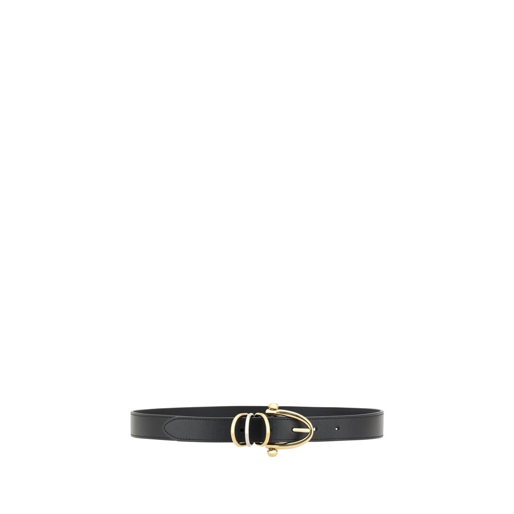 Elevate your style with the Chloé Black Calf Leather Bos Taurus Regular Belt, a masterpiece of craftsmanship that embodies sophistication and timeless luxury.