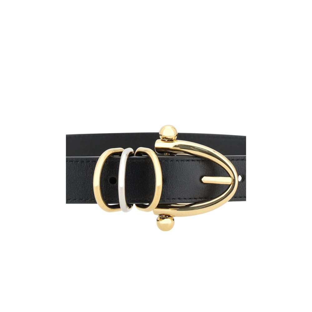 Elevate your style with the Chloé Black Calf Leather Bos Taurus Regular Belt, a masterpiece of craftsmanship and sophistication that embodies contemporary luxury.