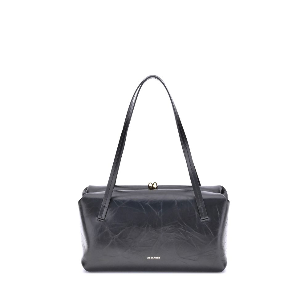 Elevate your style with the Jil Sander Black Calf Leather Bos Taurus Shoulder Bag, a masterpiece of exquisite craftsmanship and timeless elegance, perfect for discerning individuals.