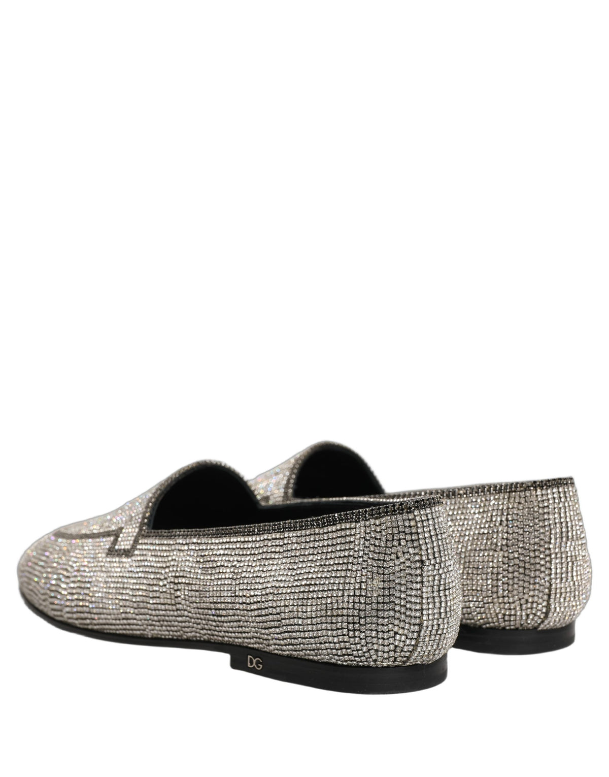 Dolce & Gabbana Silver Crystal Embellished Luxe Loafers