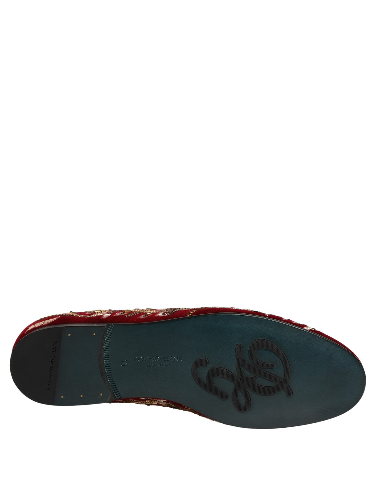 Dolce & Gabbana Red Velvet Floral Embroidery Loafers - Luxury Footwear