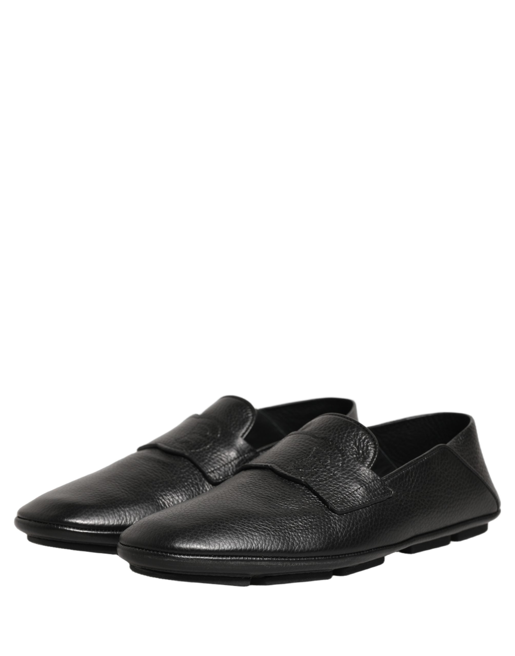 Dolce & Gabbana Black Deerskin Leather Driver Loafers, Luxury Redefined