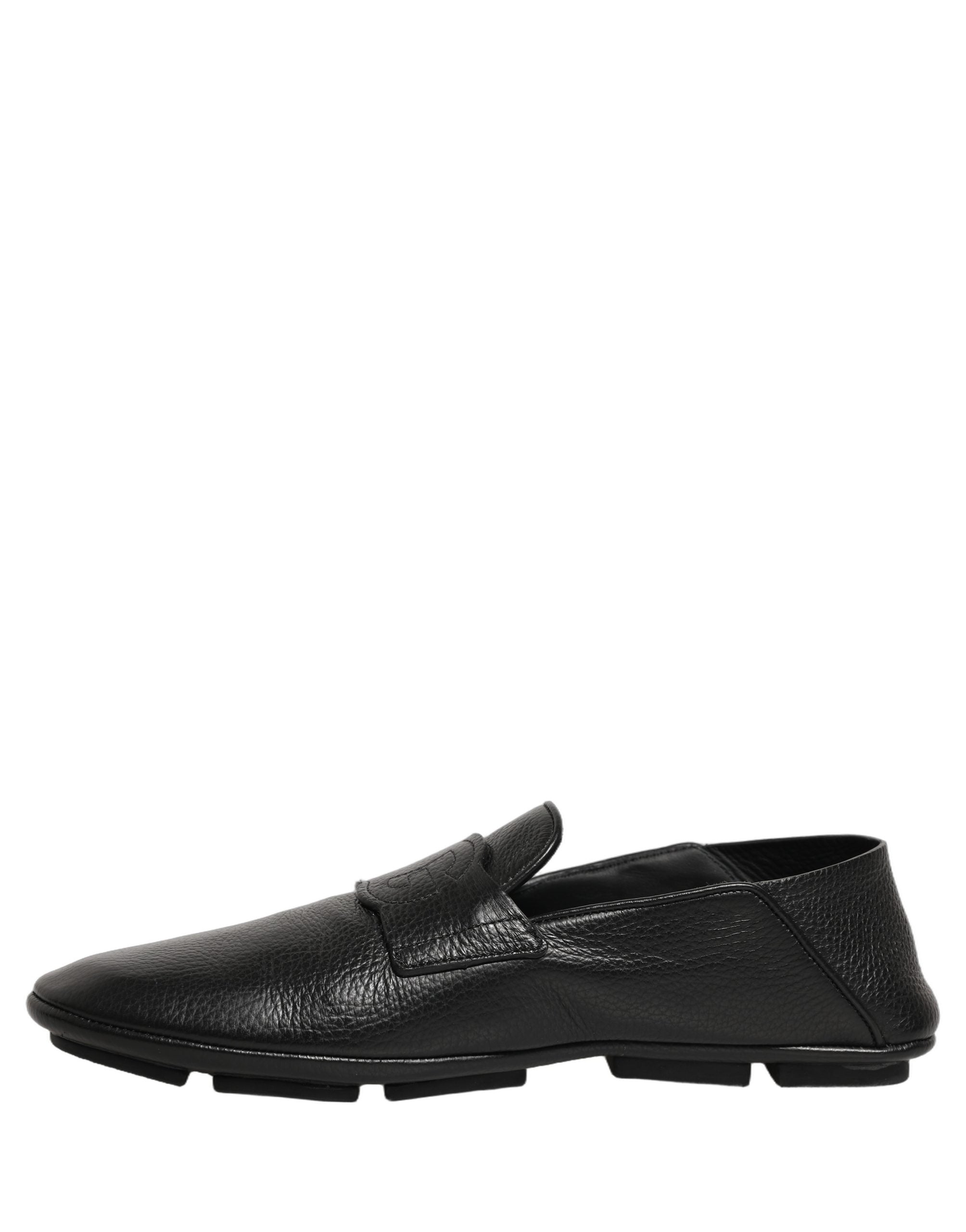 Dolce & Gabbana Black Deerskin Leather Driver Loafers - Luxury Redefined