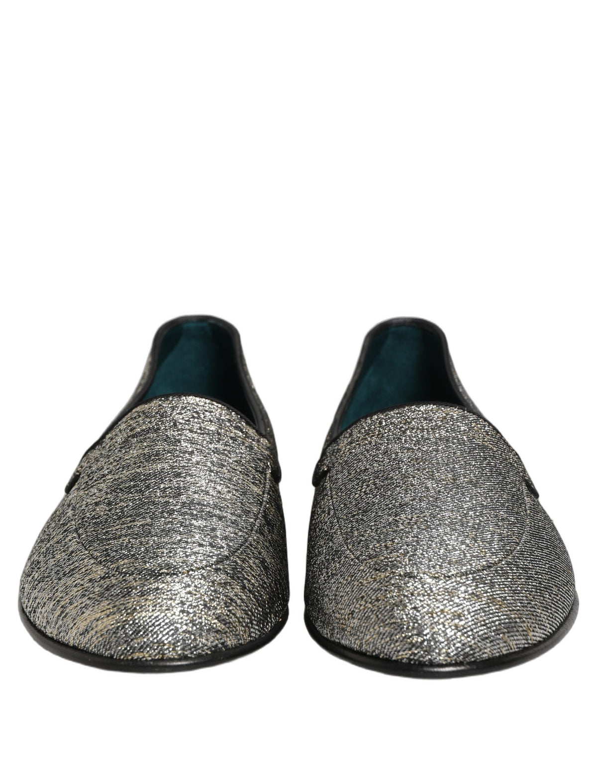 Dolce & Gabbana Gray Glitter Lurex Loafers - Exquisite Luxury