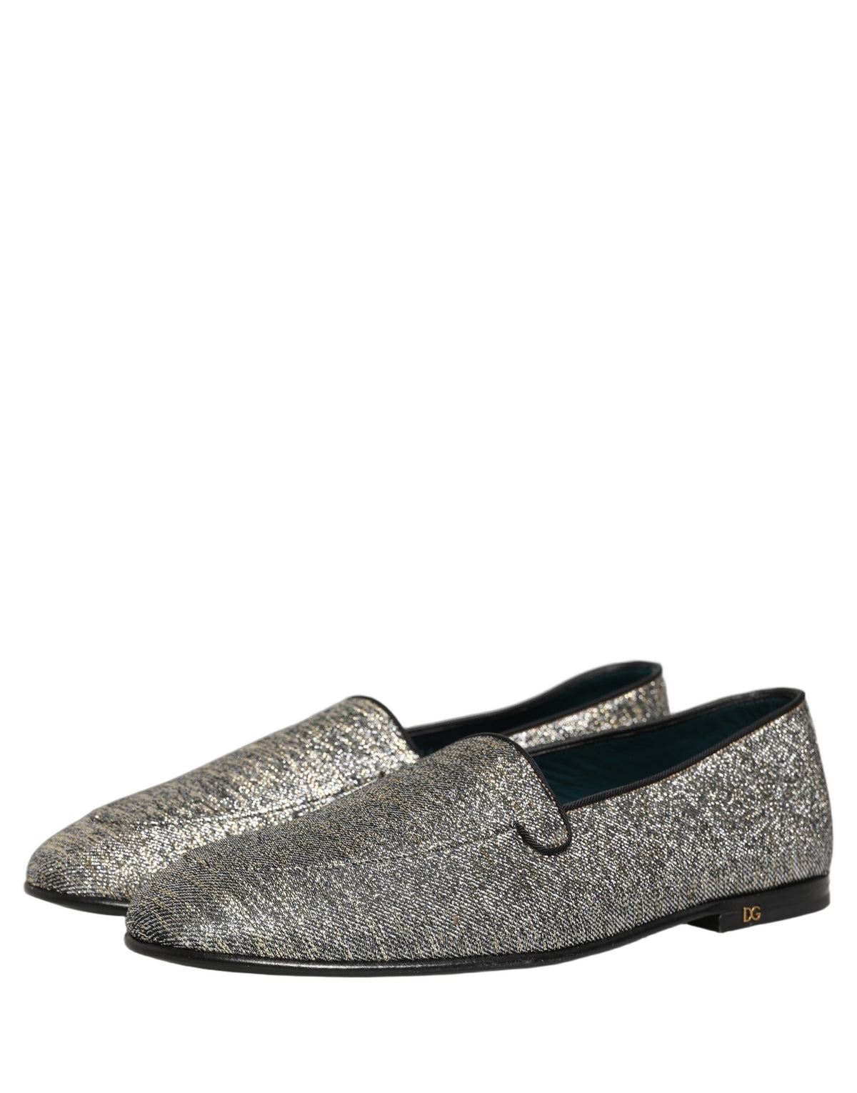Dolce & Gabbana Gray Glitter Lurex Loafers - Exquisite Luxury