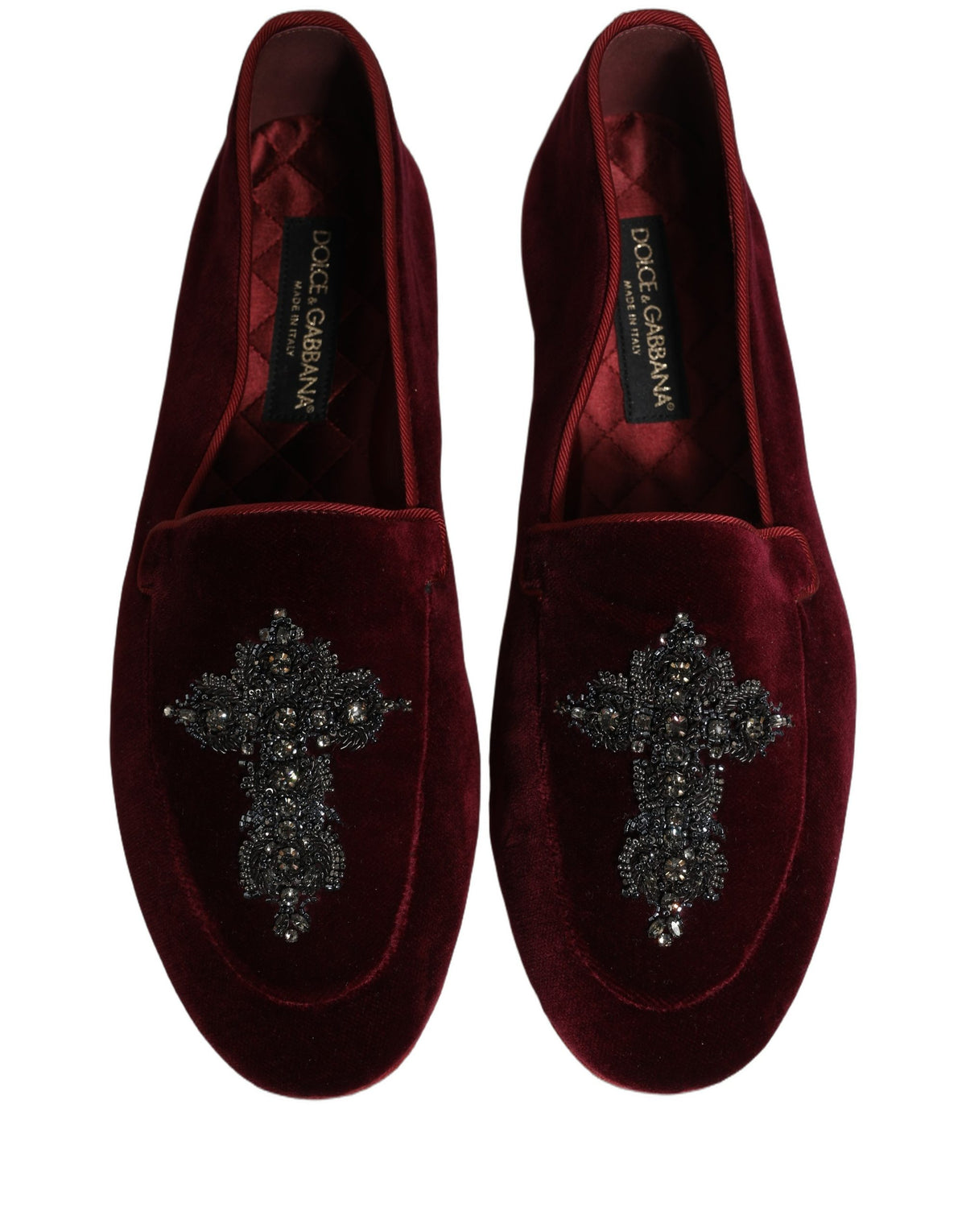 Dolce & Gabbana Red Suede Embellished Dress Loafers Couture