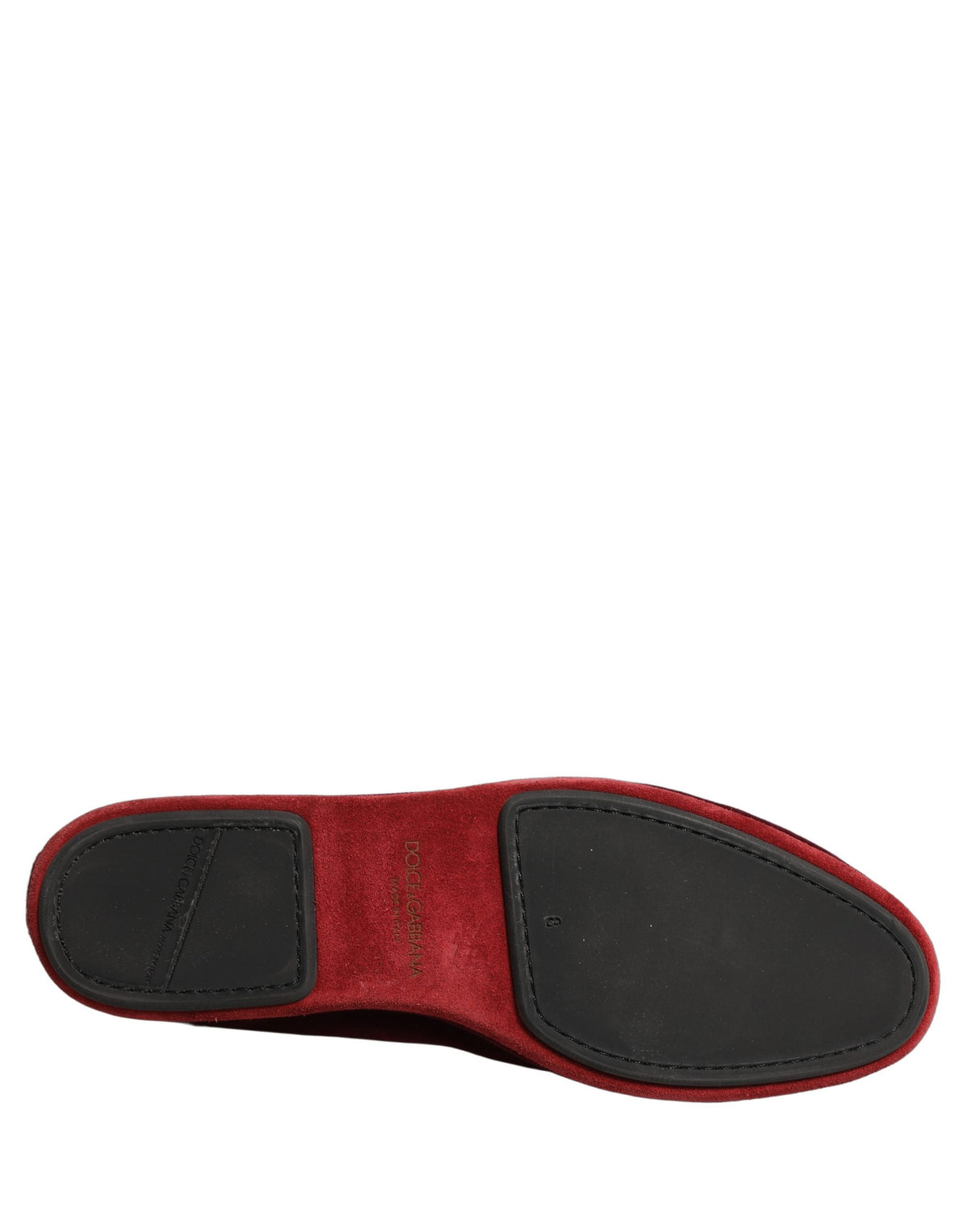 Dolce & Gabbana Red Suede Embellished Dress Loafers Couture