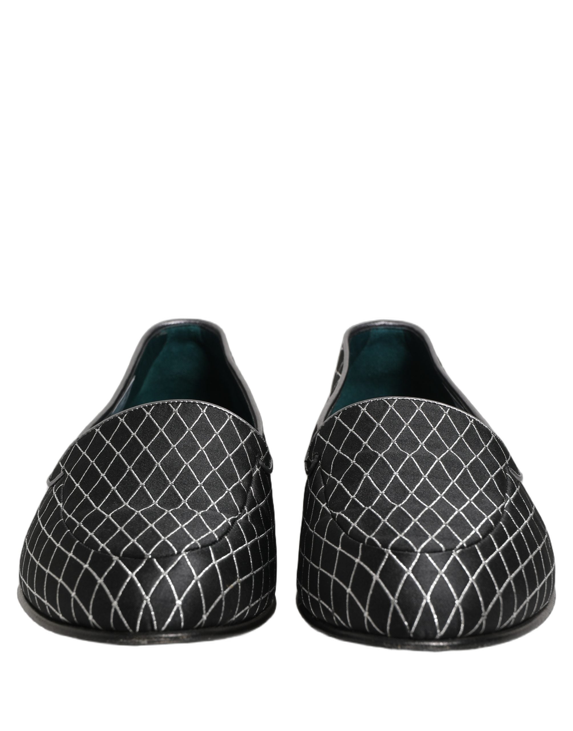 Dolce & Gabbana Black Velvet Diamond-Stitched Loafers for Timeless Elegance