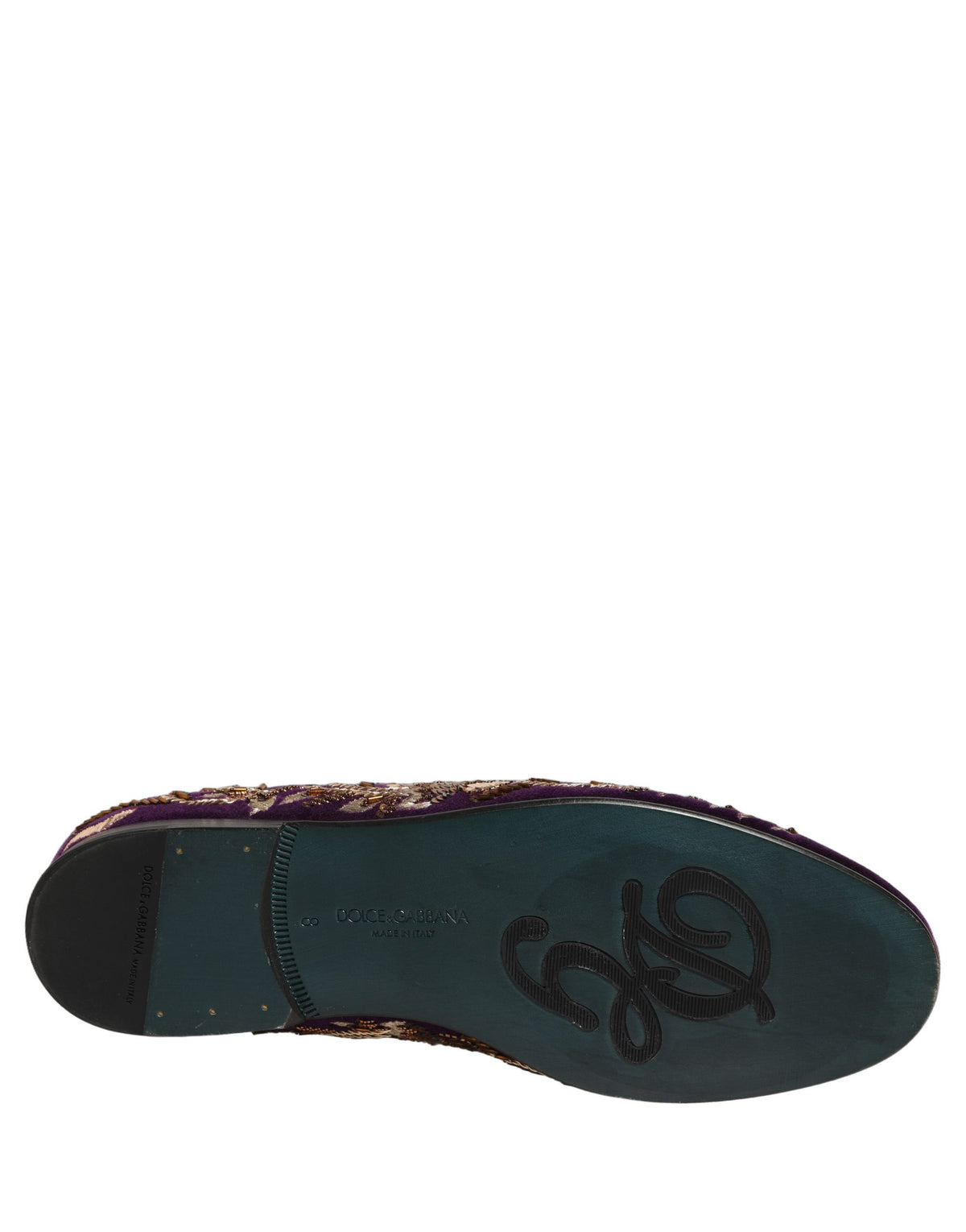 Dolce & Gabbana Violet Velvet Floral Embroidery Loafers