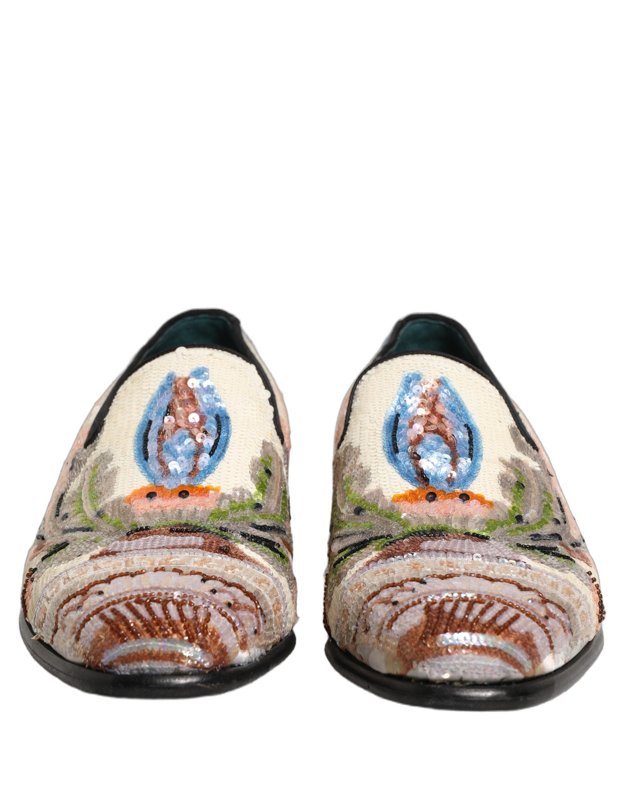 Dolce & Gabbana Multicolor Sequin Embroidered Luxe Loafers