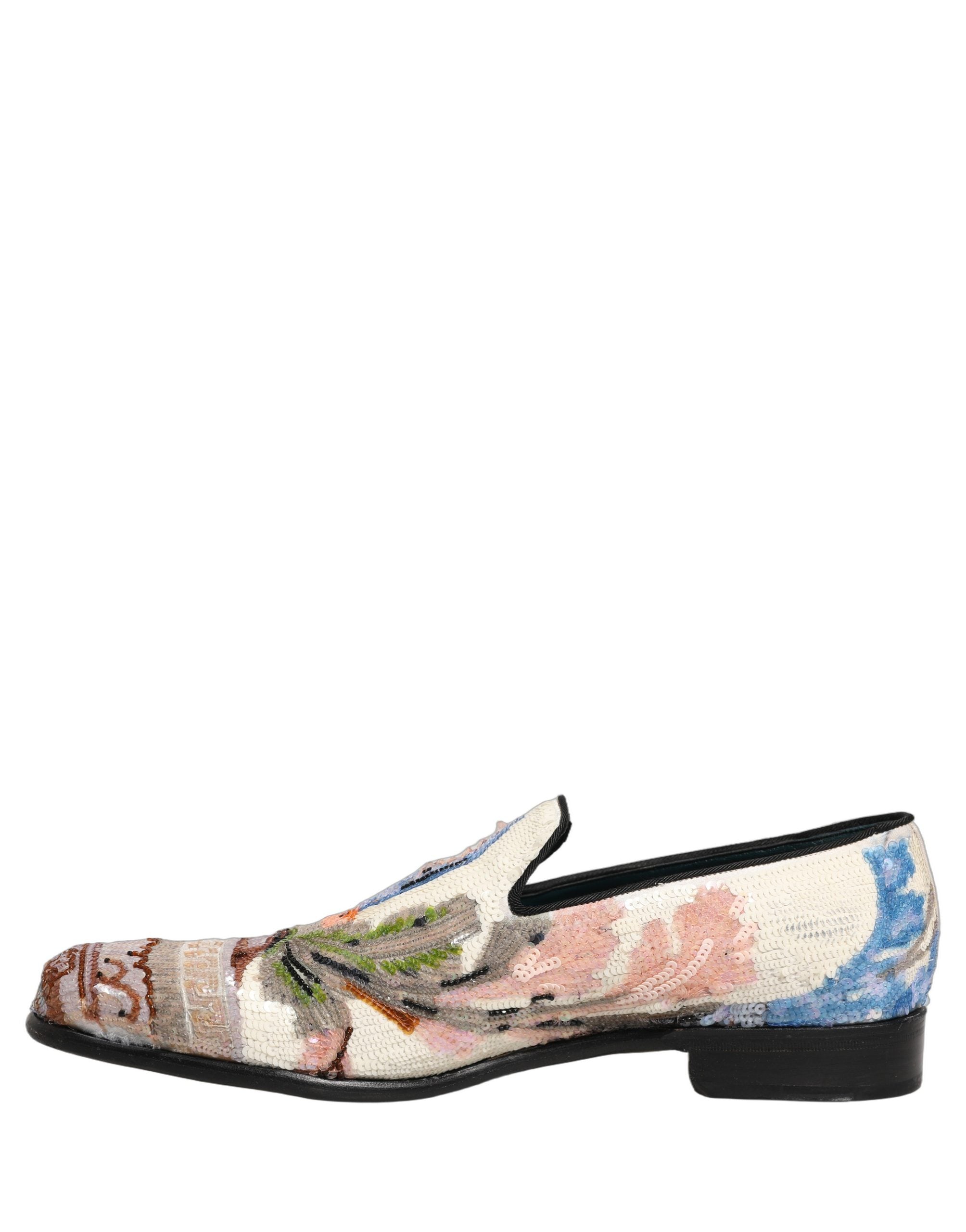 Dolce & Gabbana Luxe Multicolor Sequin Embroidered Loafers