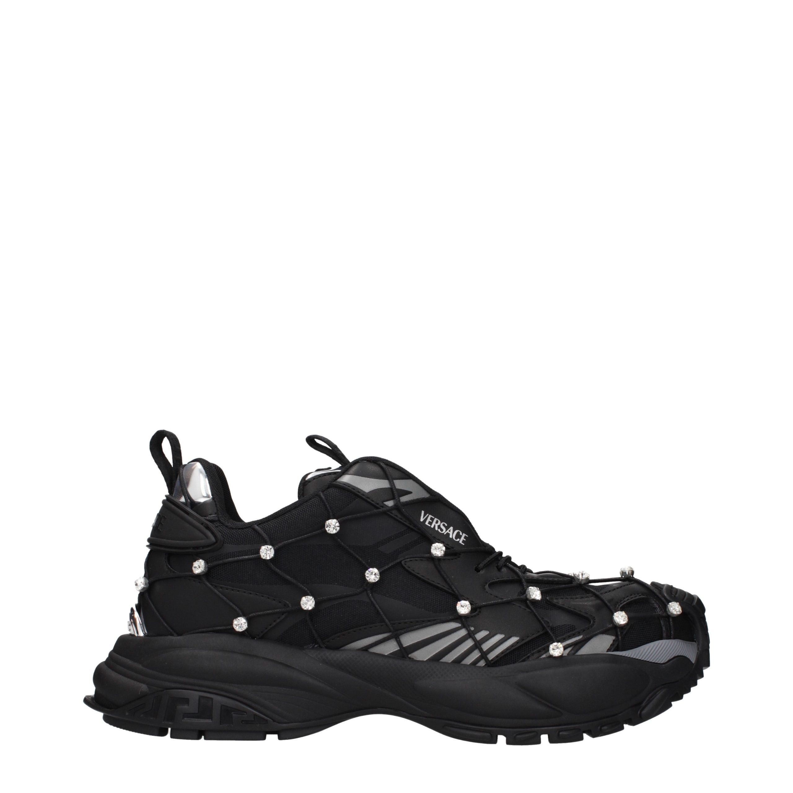 Versace Black Fabric Chunky Sneakers - Luxury Footwear Redefined