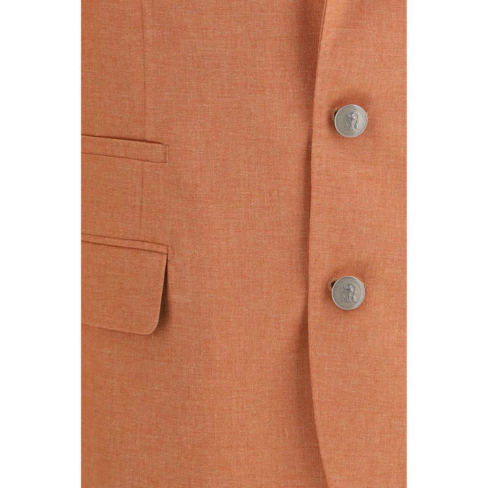 Brunello Cucinelli Orange Wool Oves Aries Blazer - Timeless Luxury