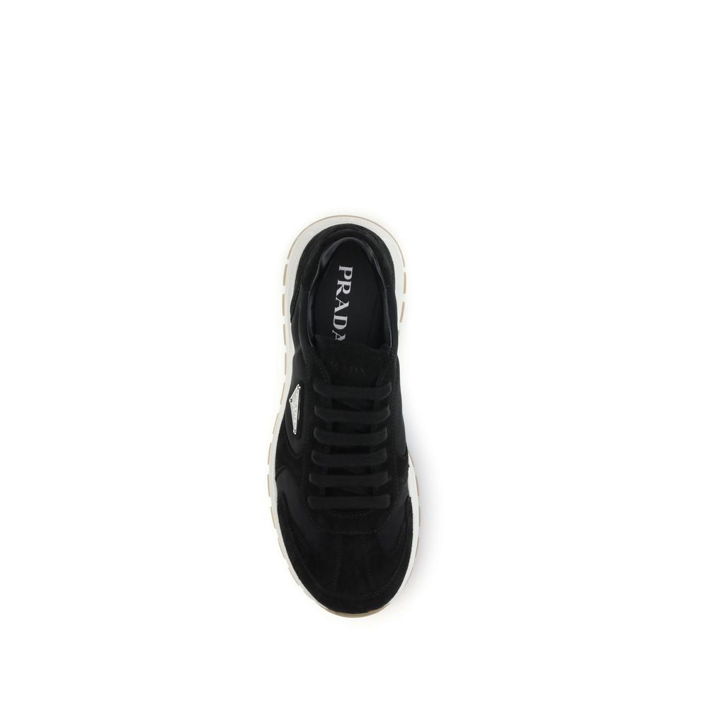 Elevate your style with Prada's Black Recycled Polyamide Athletic Sneakers, where innovative craftsmanship meets luxurious sustainability for the modern connoisseur.