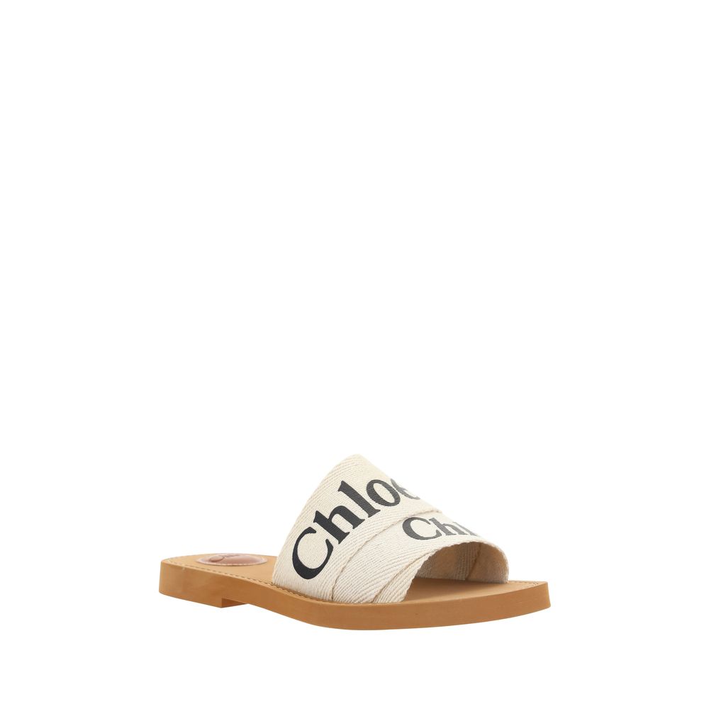 Chloé White Linen Flat Sandals – Luxury Footwear Redefined