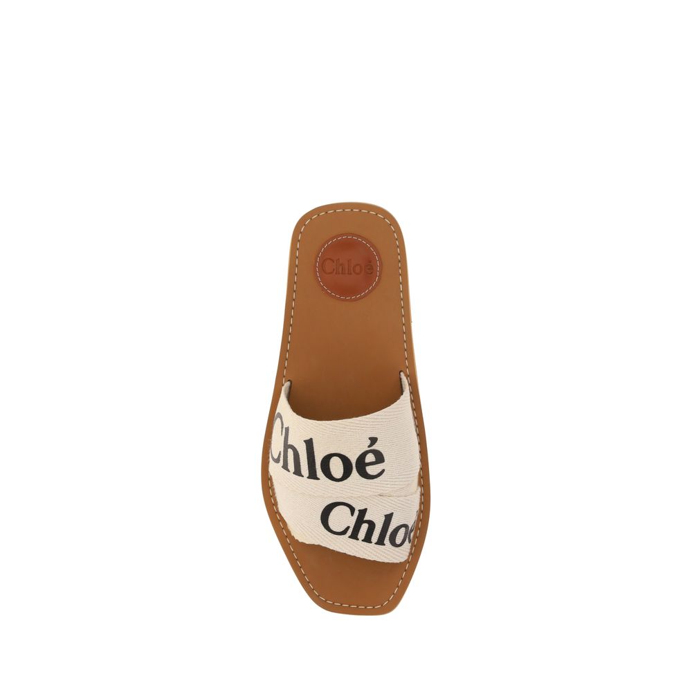 Chloé White Linen Flat Sandals – Exquisite Luxury Footwear
