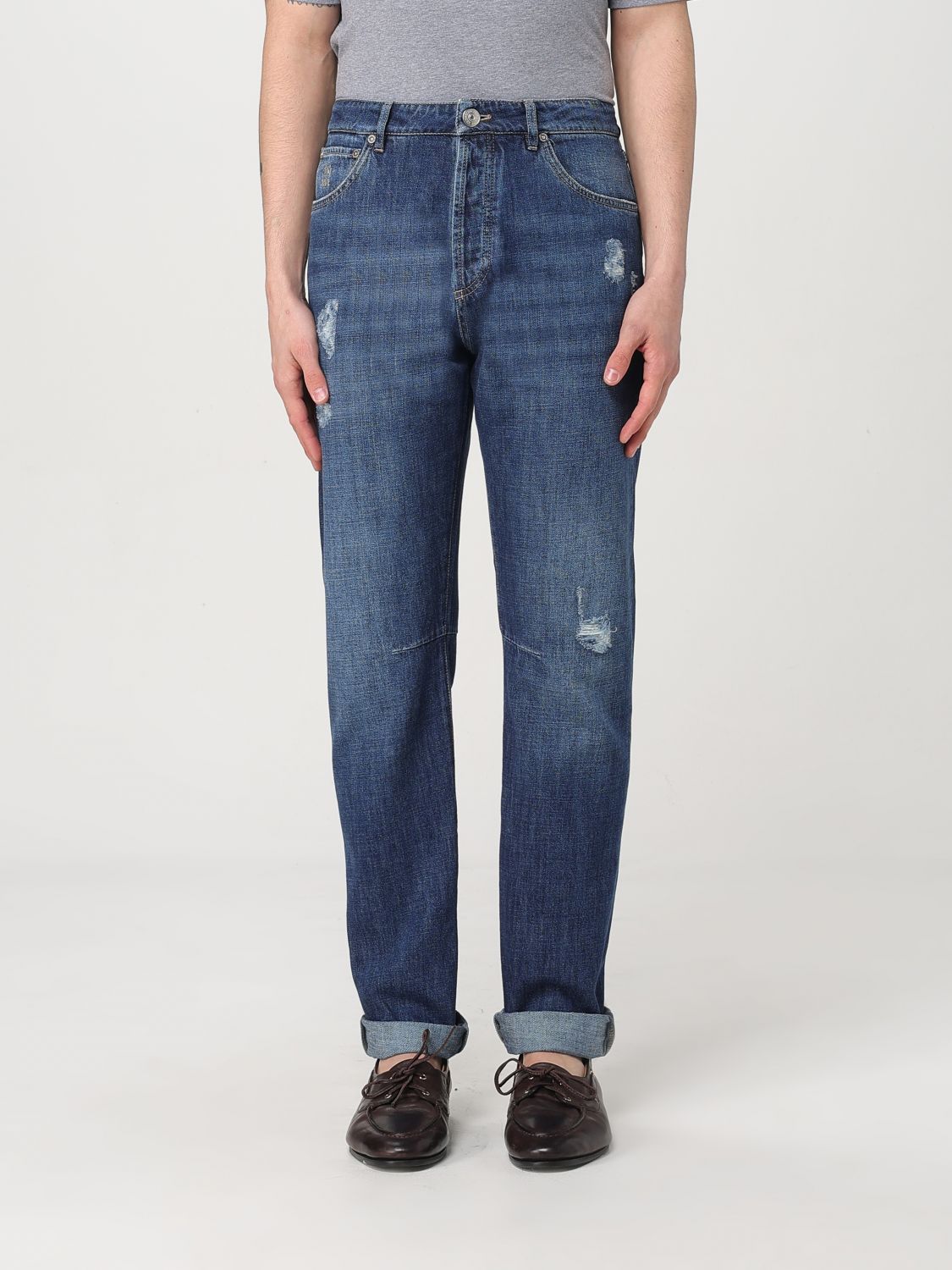 Brunello Cucinelli Blue Denim Straight-Leg Jeans, Designer Elegance