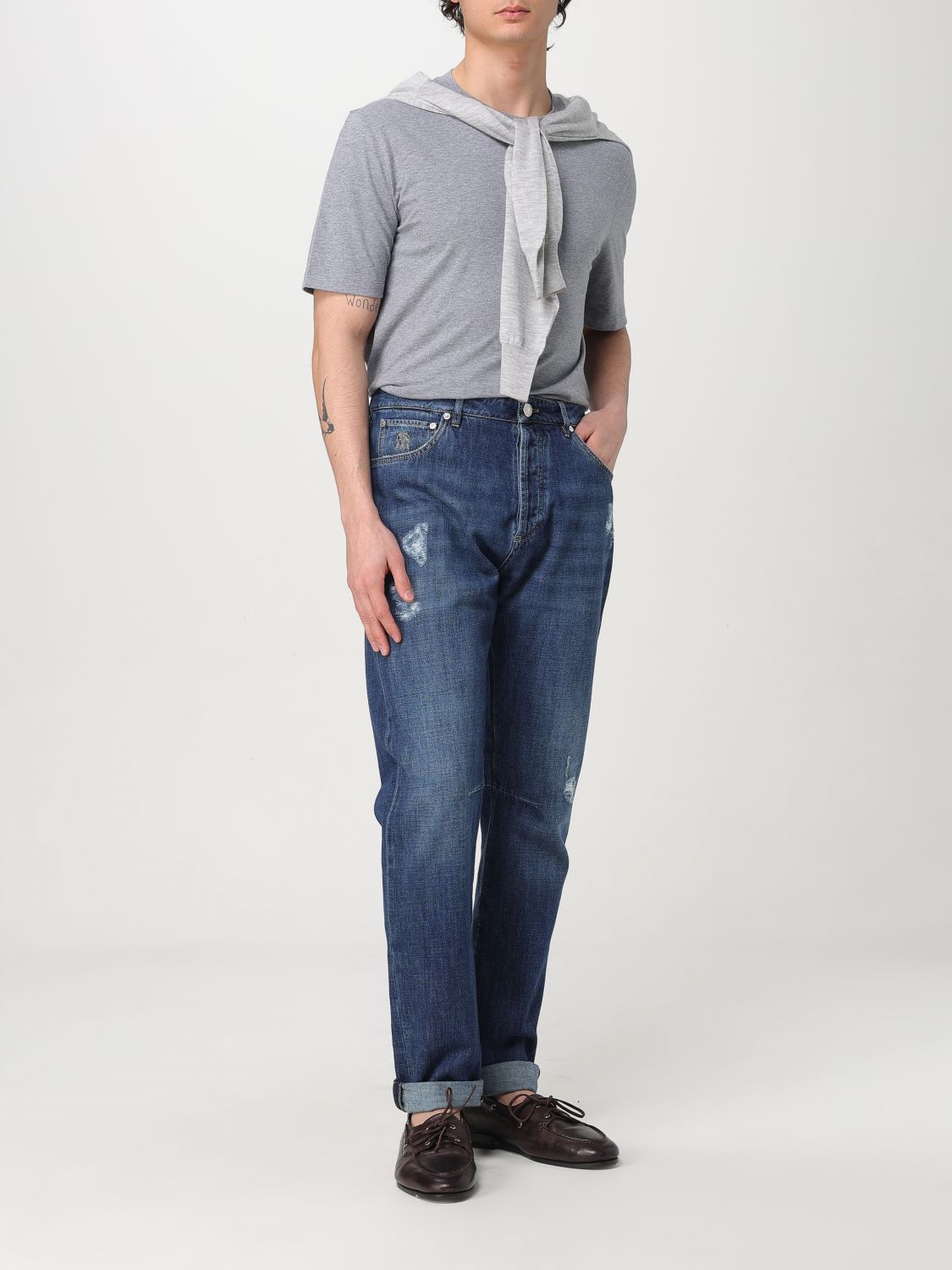 Brunello Cucinelli Blue Denim Straight-Leg Jeans, Artisanal Luxury