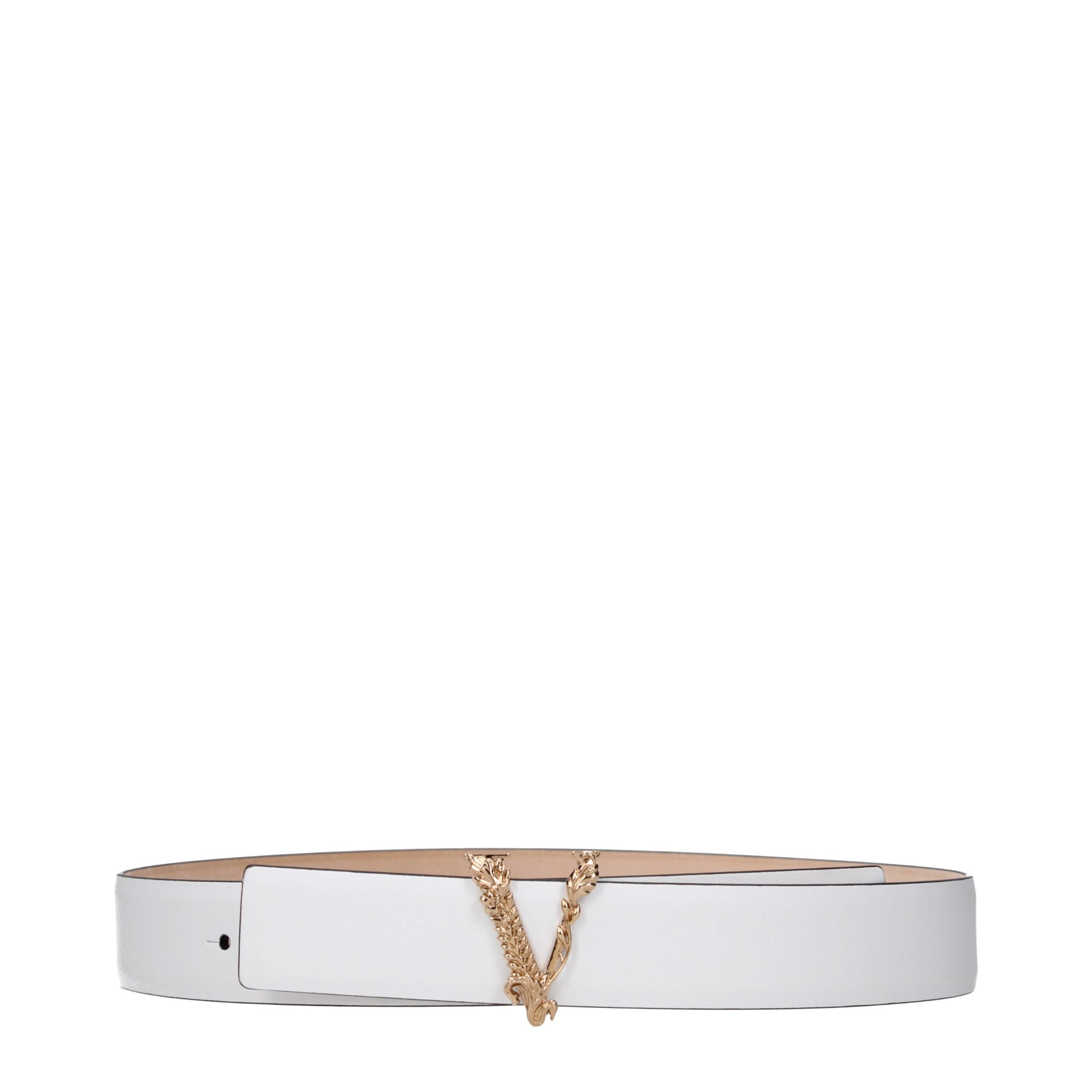 Versace White Leather Regular Belt - Timeless Luxury Accessory