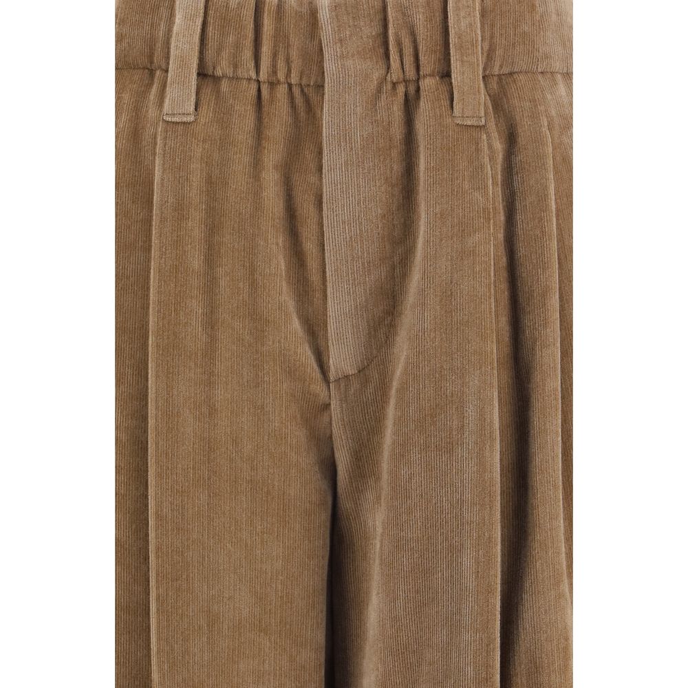 Brunello Cucinelli Luxe Brown Viscose Casual Pants for Elegance