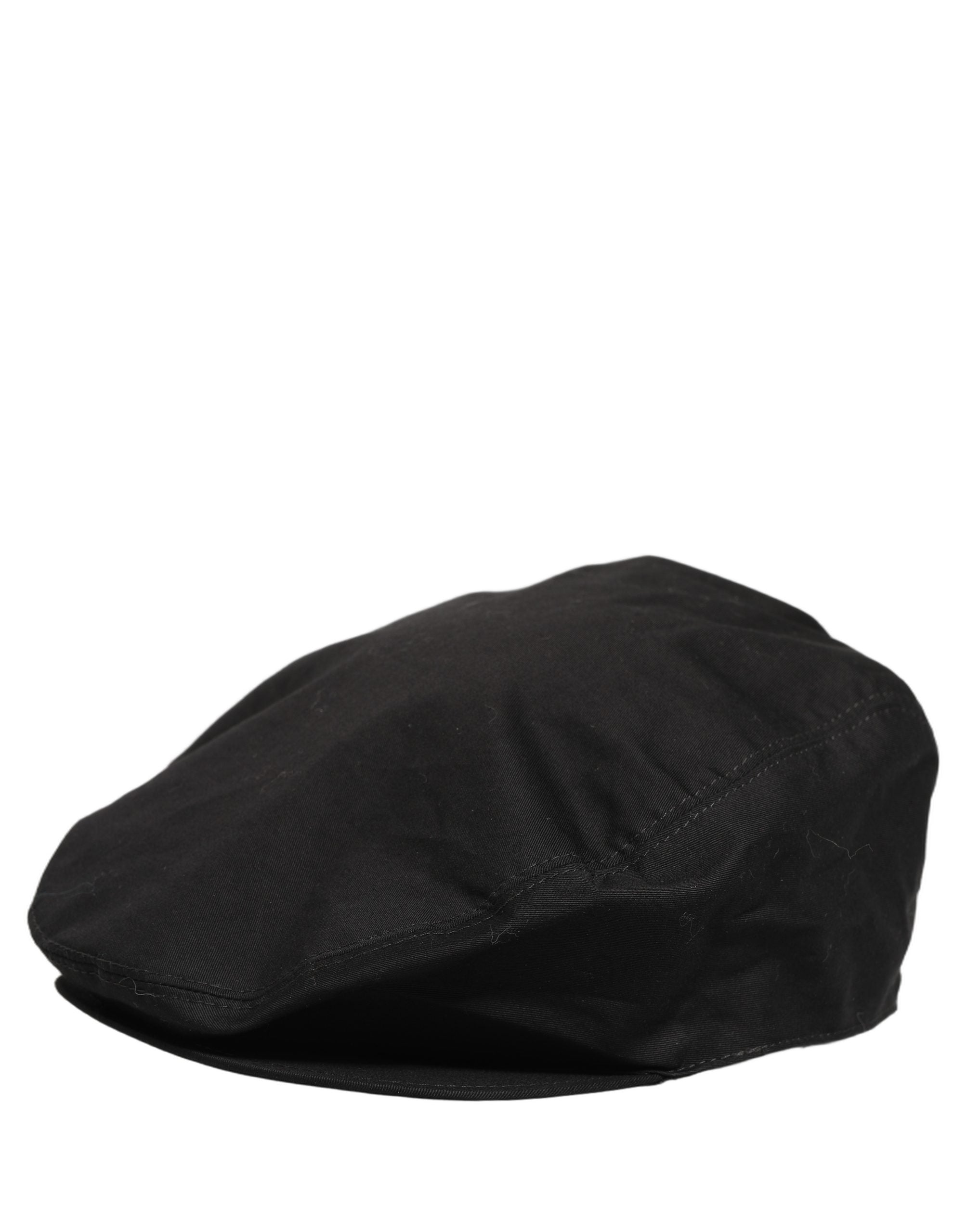 Dolce & Gabbana Black Cotton Stretch Newsboy Cap Couture