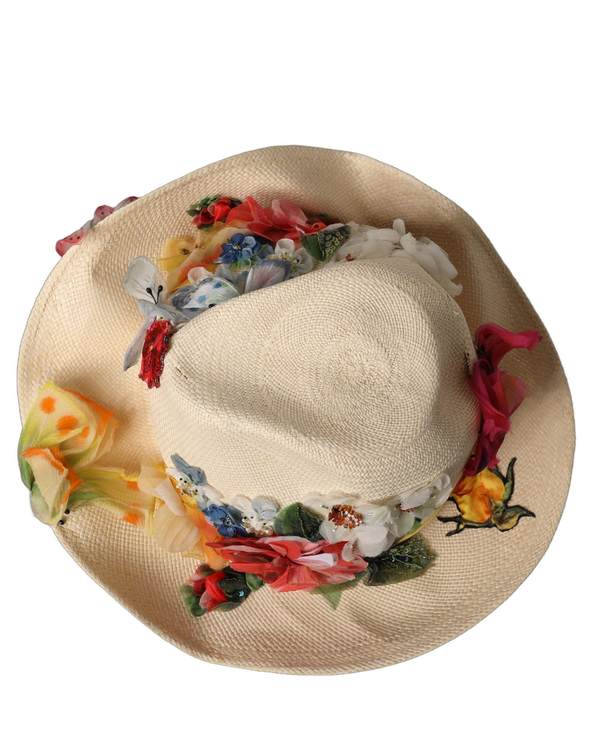 Dolce & Gabbana Beige Floral Applique Bucket Hat - Luxury Elegance