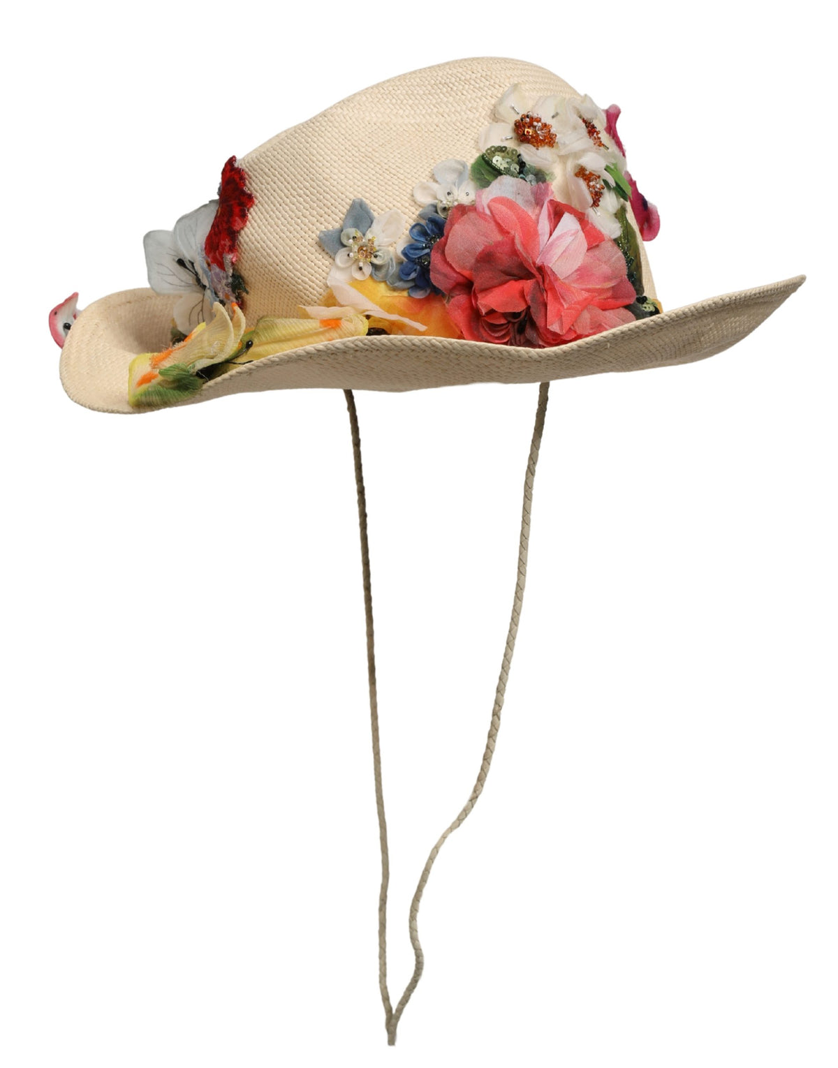 Dolce & Gabbana Beige Floral Applique Bucket Hat - Luxury Accessory