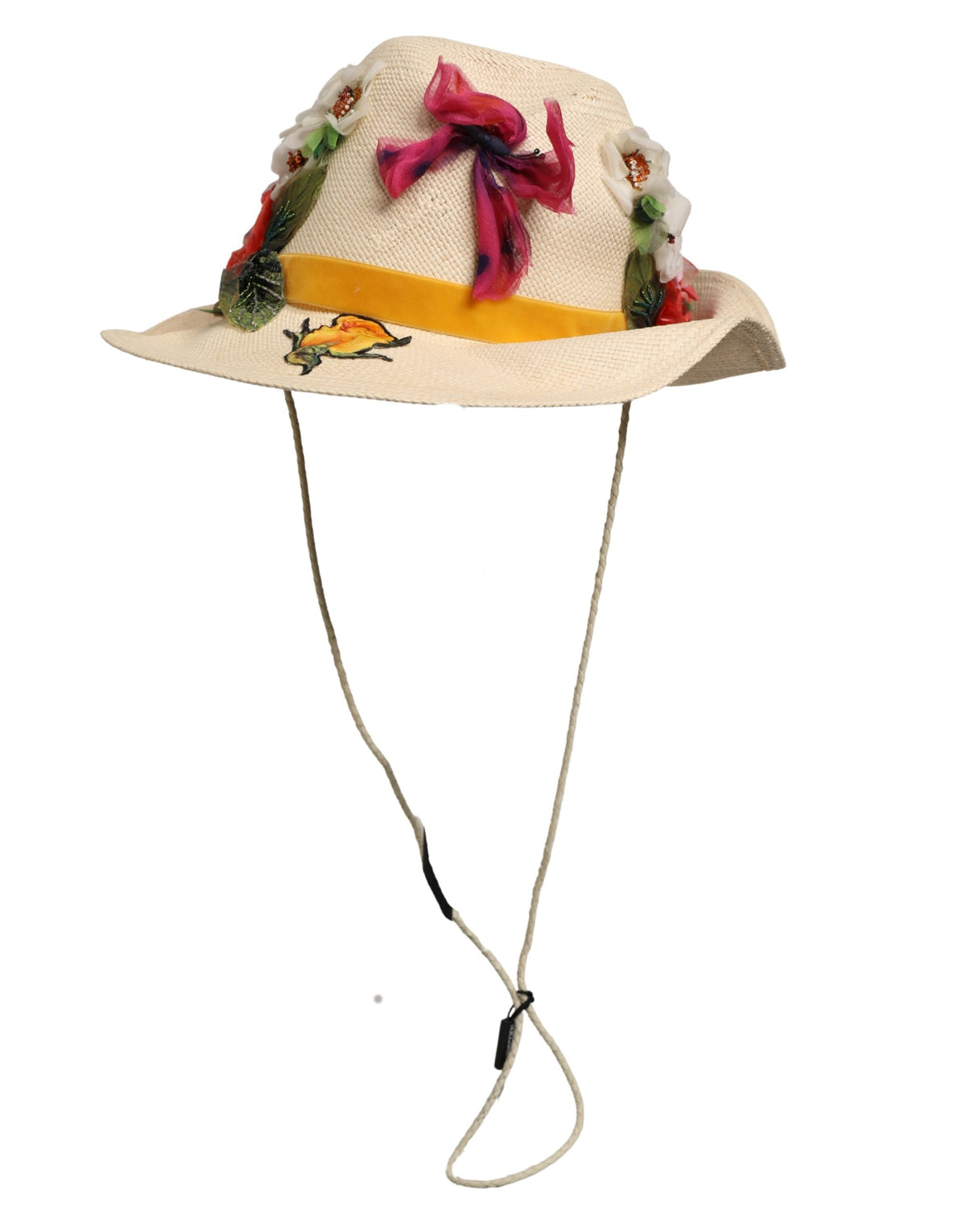 Dolce & Gabbana Beige Floral Applique Bucket Hat - Luxurious Elegance