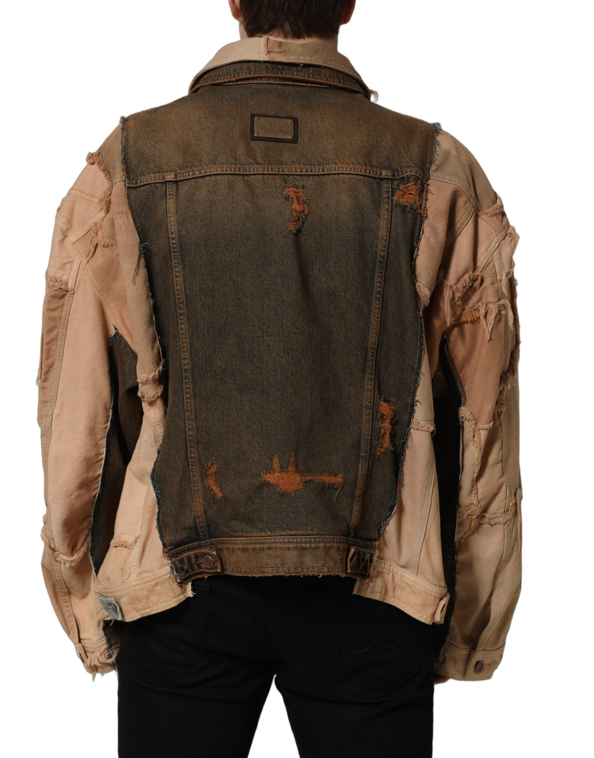 Elevate your wardrobe with the Dolce & Gabbana Multicolor Raw Cut Panelled Denim Men Jacket, a masterpiece of Italian craftsmanship that embodies luxury and timeless style.