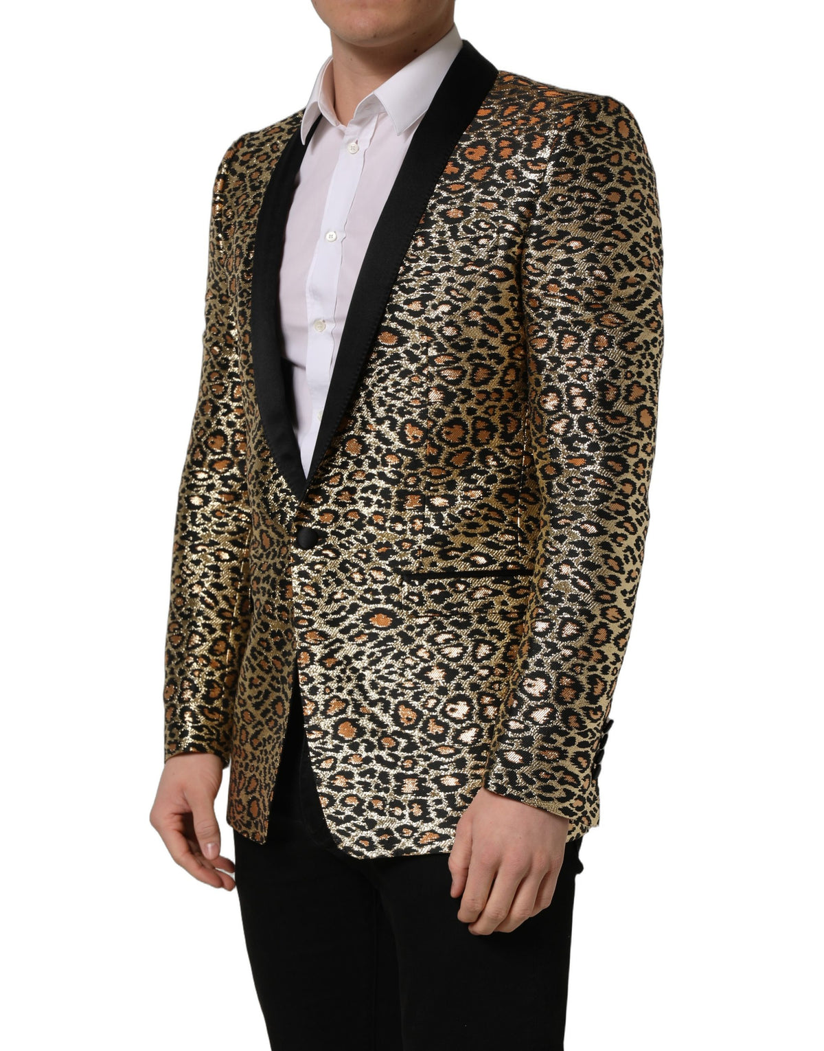 Dolce & Gabbana Gold Leopard Blazer - Exquisite Italian Elegance