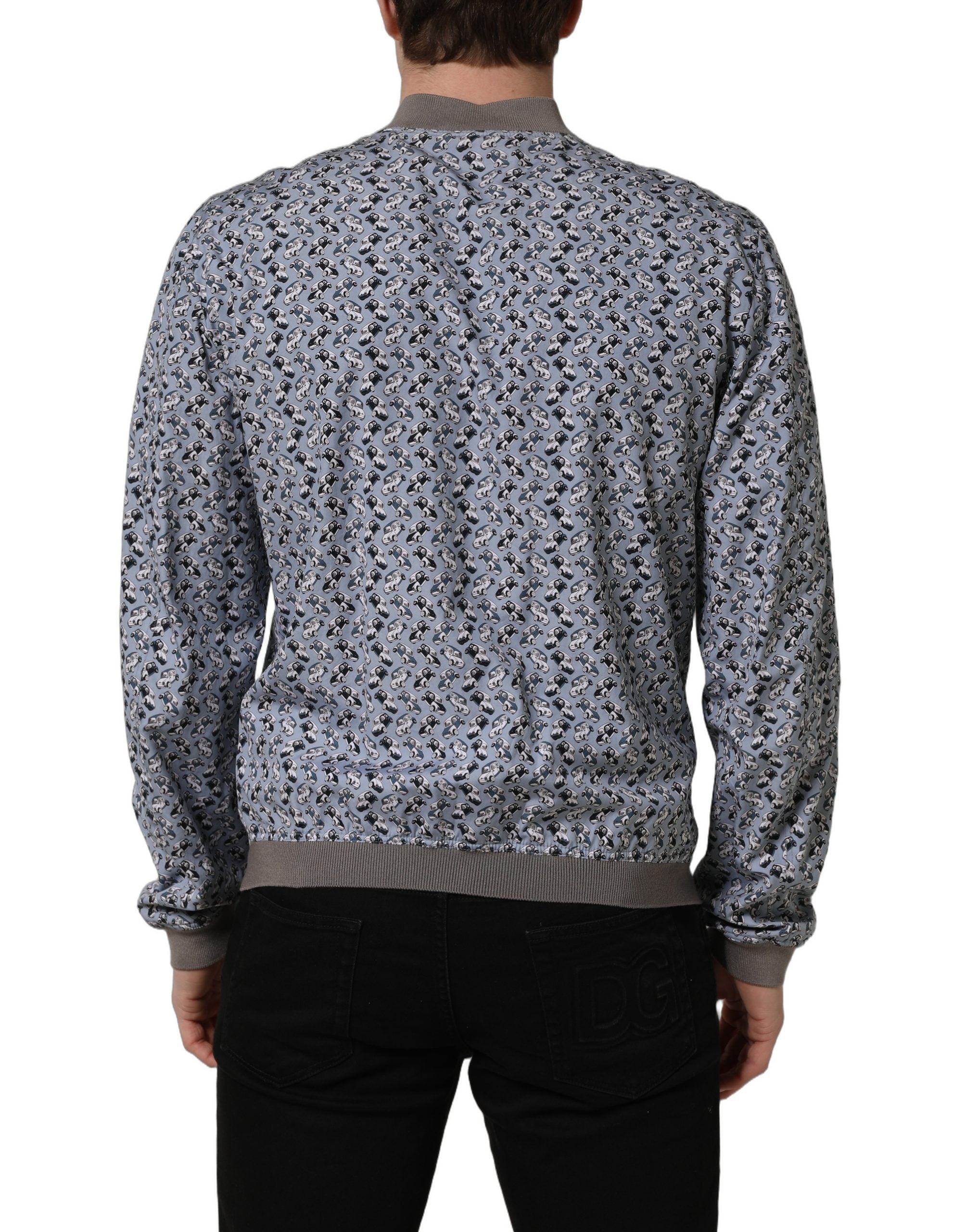 Dolce & Gabbana Light Blue Cotton Bomber Jacket Couture