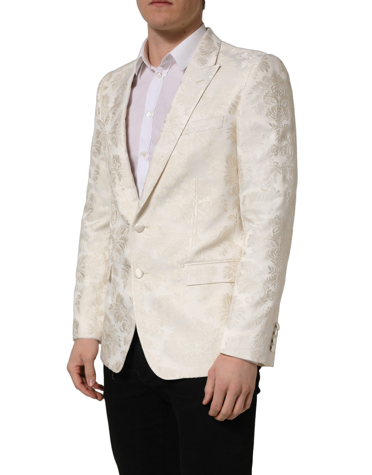 Dolce & Gabbana Off White Floral Blazer - Exquisite Luxury Elegance