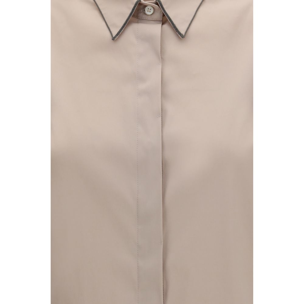 Elevate your wardrobe with the Brunello Cucinelli Beige Cotton Shirt, a luxurious blend of cotton and polyamide, embodying timeless elegance and sophisticated craftsmanship.