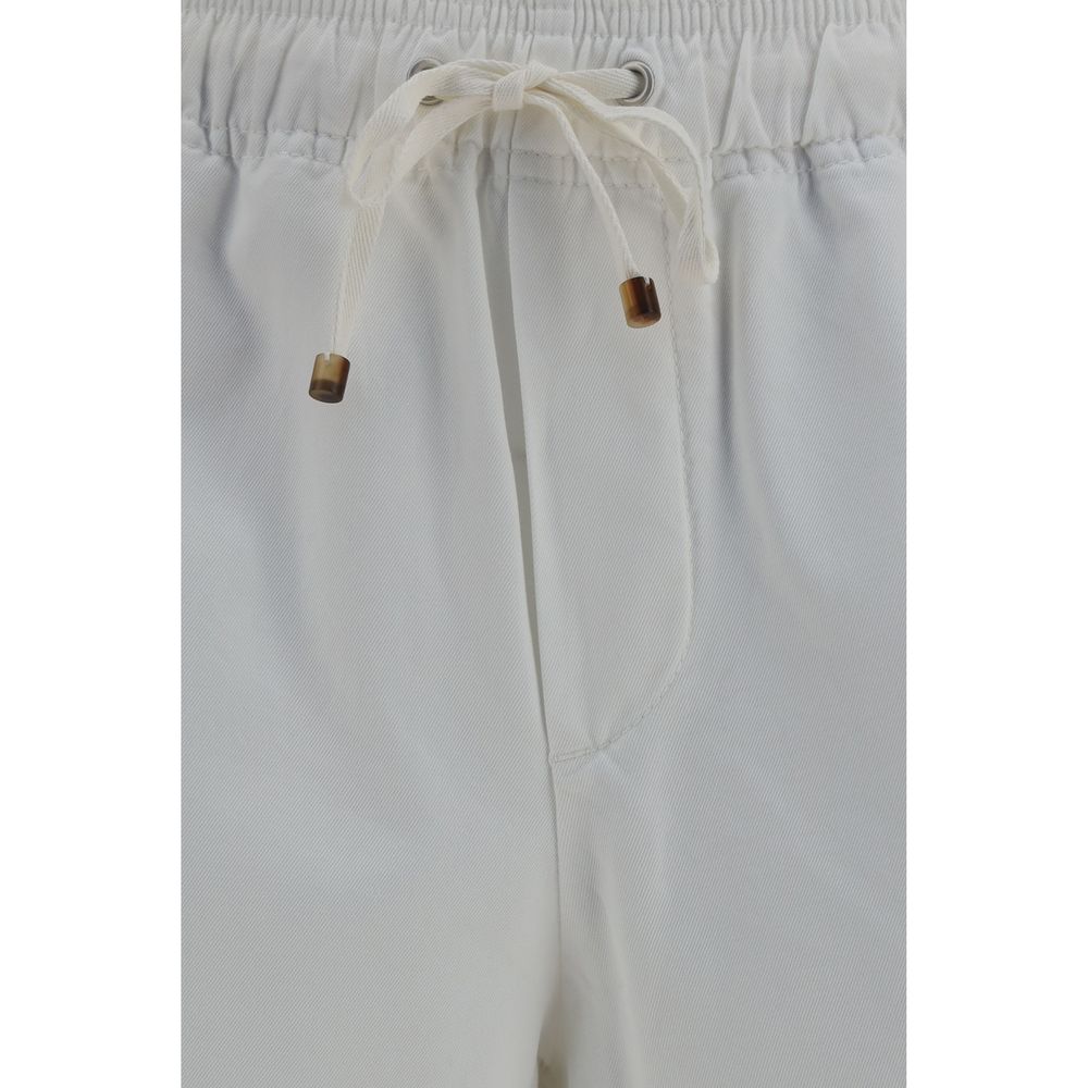 Brunello Cucinelli White Cotton Bermuda Shorts - Timeless Luxury