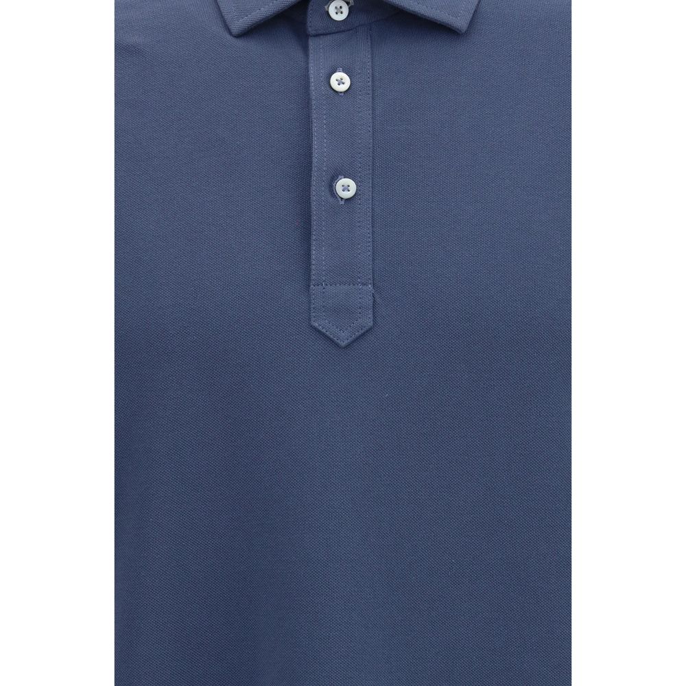 Brunello Cucinelli Blue Cotton Polo Shirt | Artisanal Luxury