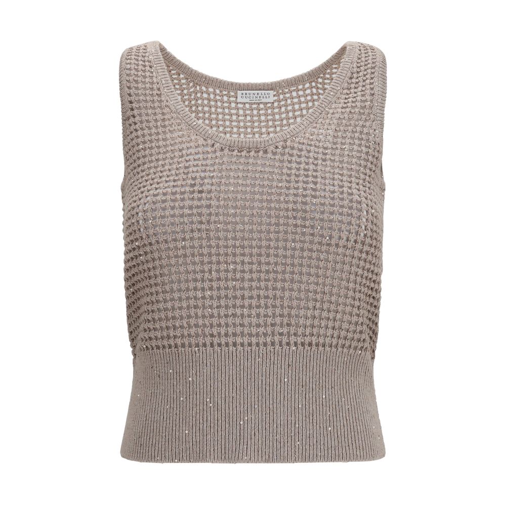 Brunello Cucinelli Beige Cotton Tank Top - Exquisite Luxury Fashion