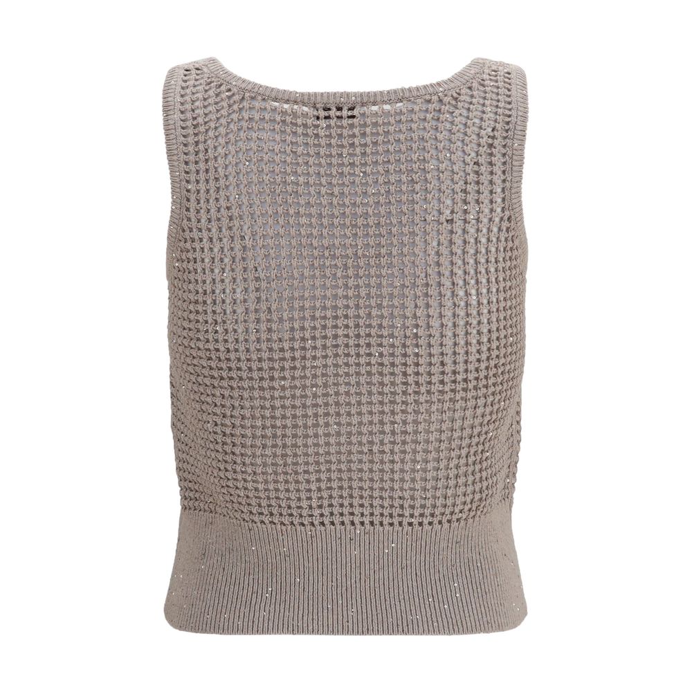 Brunello Cucinelli Beige Cotton Tank Top - Exquisite Luxury Fashion