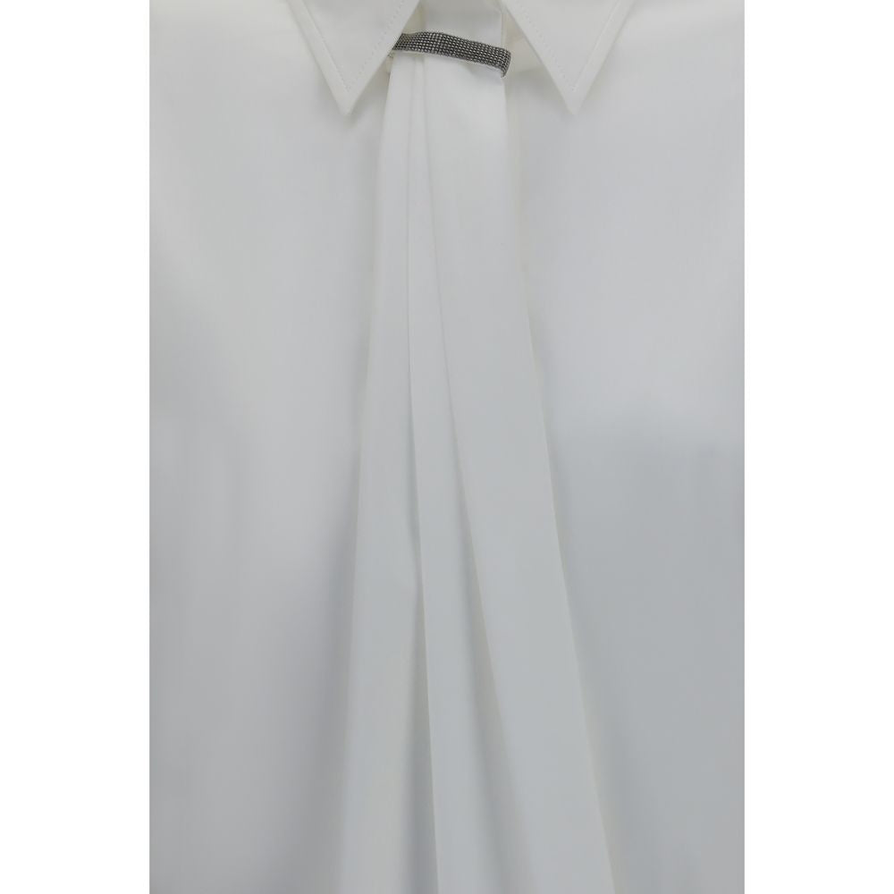 Brunello Cucinelli White Cotton Dress Shirt Couture Elegance