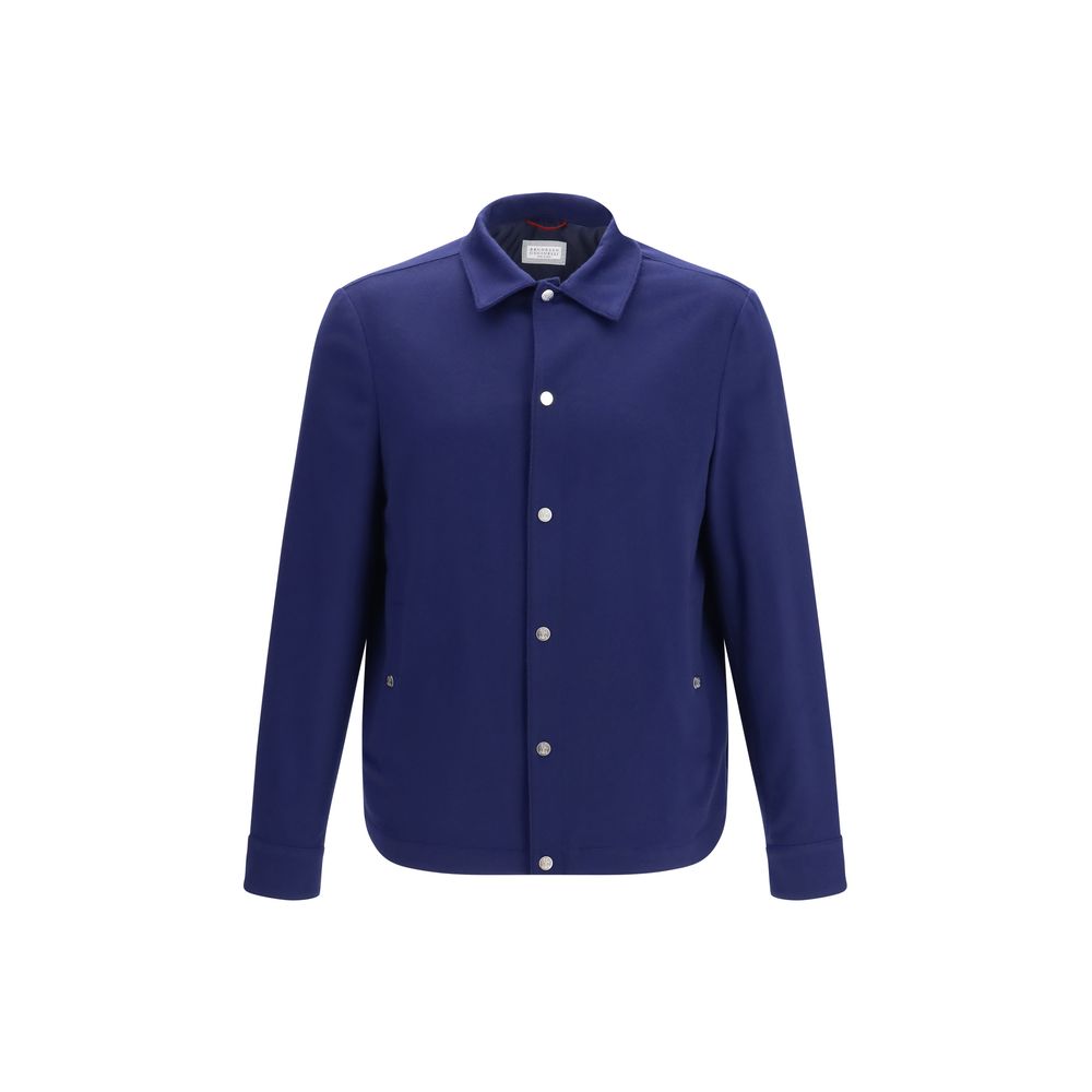 Brunello Cucinelli Blue Cashmere Full-Length Jacket Couture