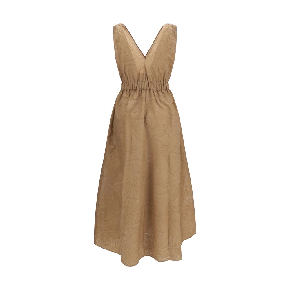Elevate your wardrobe with the Brunello Cucinelli Beige Cotton Casual Dress, a masterpiece of fluid elegance and exquisite craftsmanship, perfect for any sophisticated occasion.