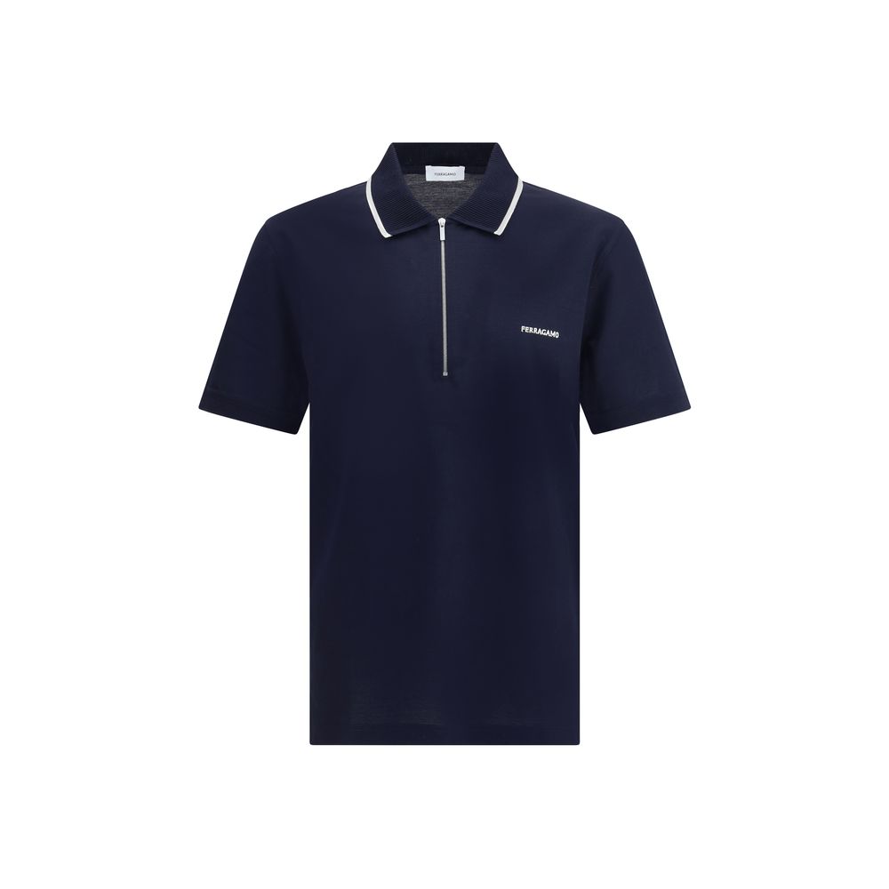 Experience the epitome of luxury with the Ferragamo Blue Cotton Polo Shirt, crafted from 100% cotton for timeless elegance and modern sophistication.