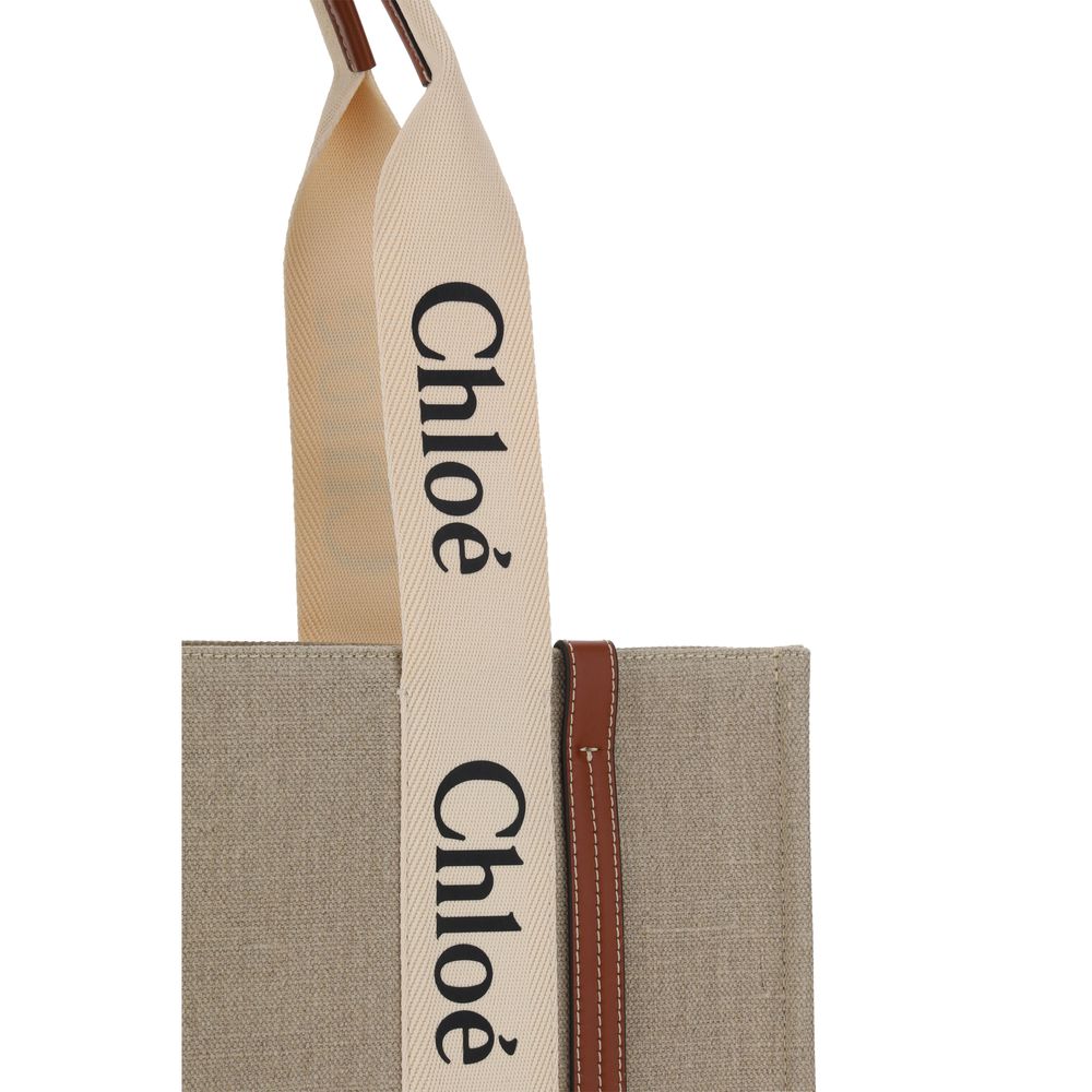 Chloé Beige Linen Handbag - Timeless Luxury for Discerning Elegance