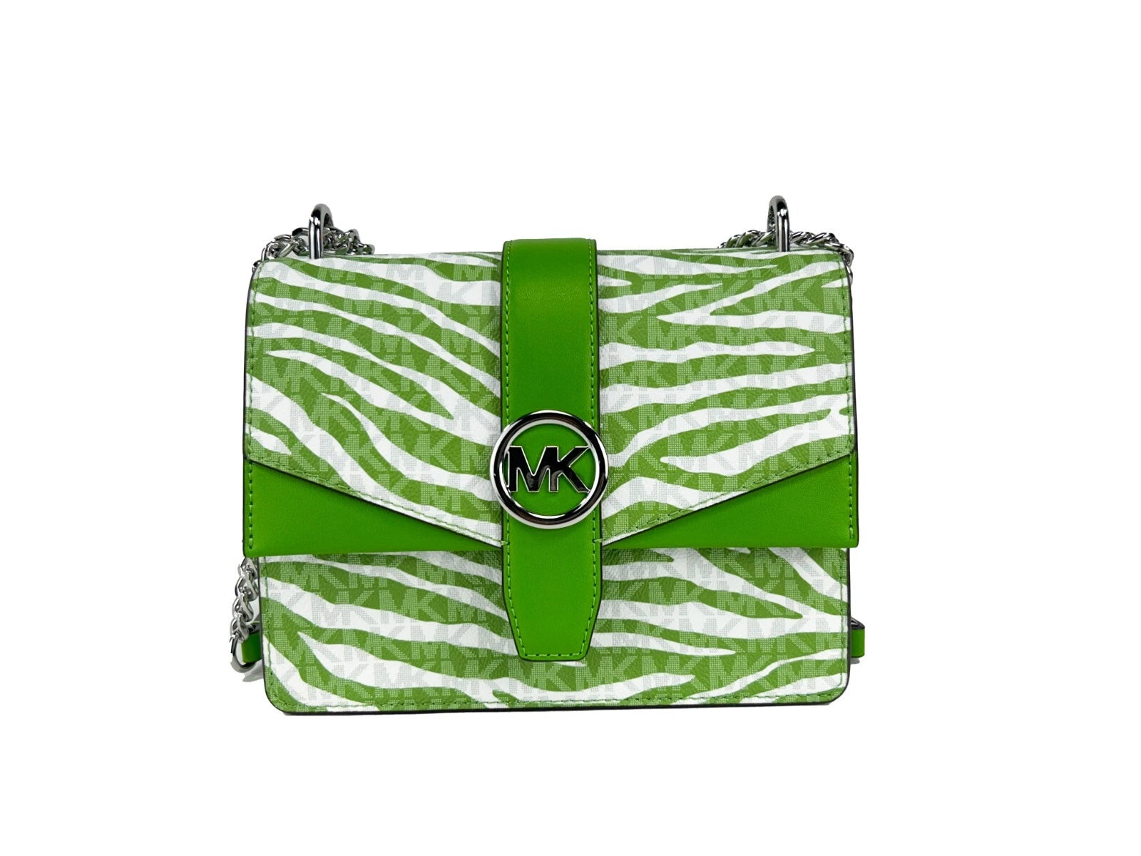 Discover the Michael Kors Greenwich Small Print Logo Crossbody Tote in Jungle Green, a blend of exquisite craftsmanship and timeless elegance for the discerning individual.