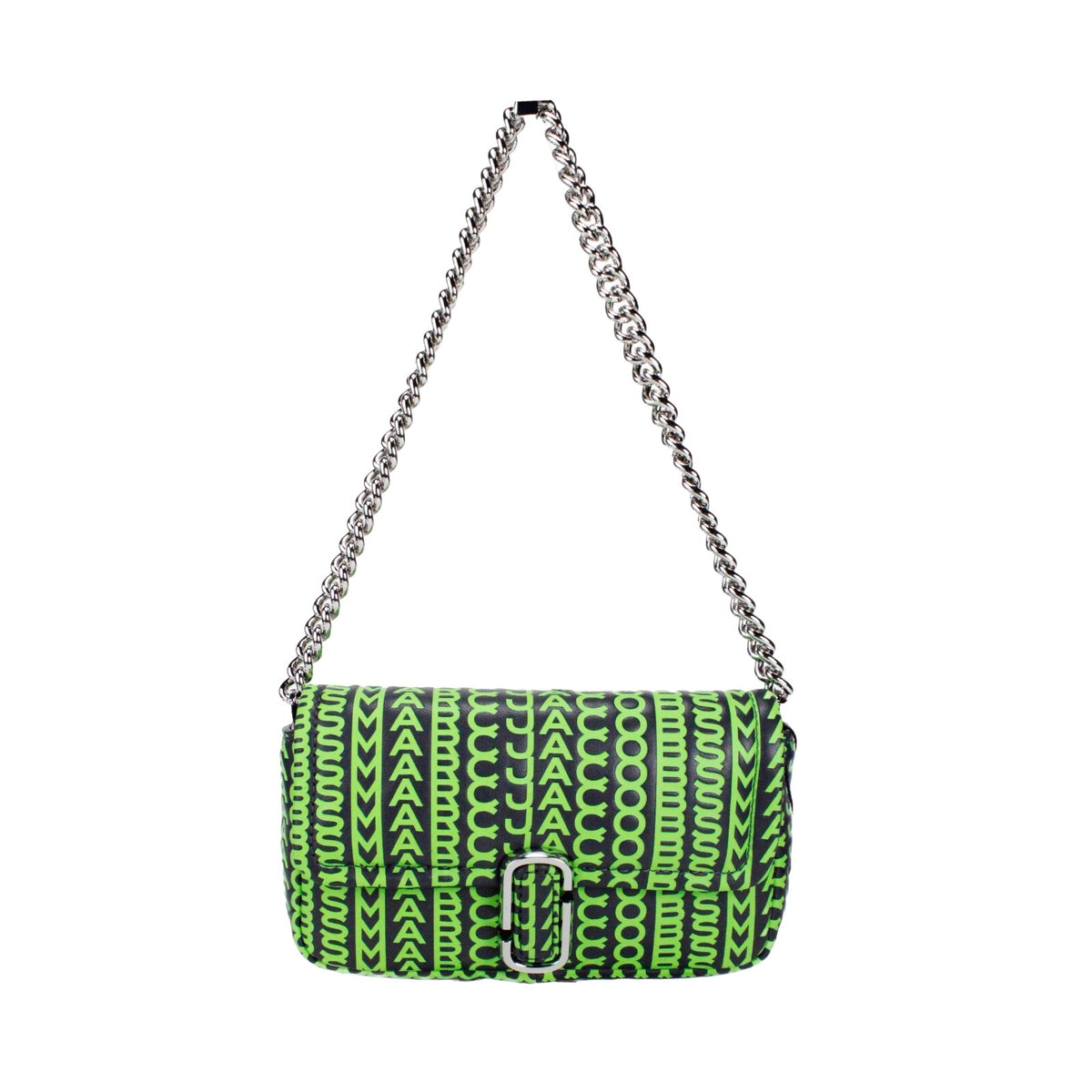 Elevate your style with the Marc Jacobs Neon Green The Monogram Leather J Marc Mini Shoulder Bag, a luxurious blend of vibrant design and exquisite craftsmanship, perfect for the modern connoisseur.