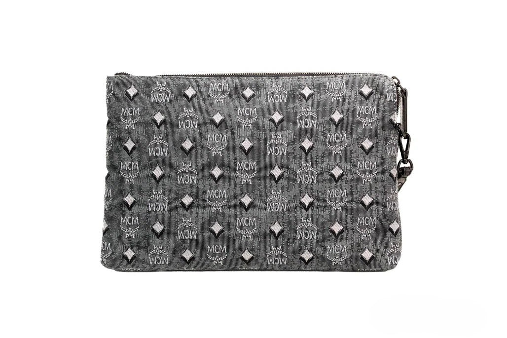 MCM Veritas Clutch Pouch - Dark Grey Denim Luxury Artisan