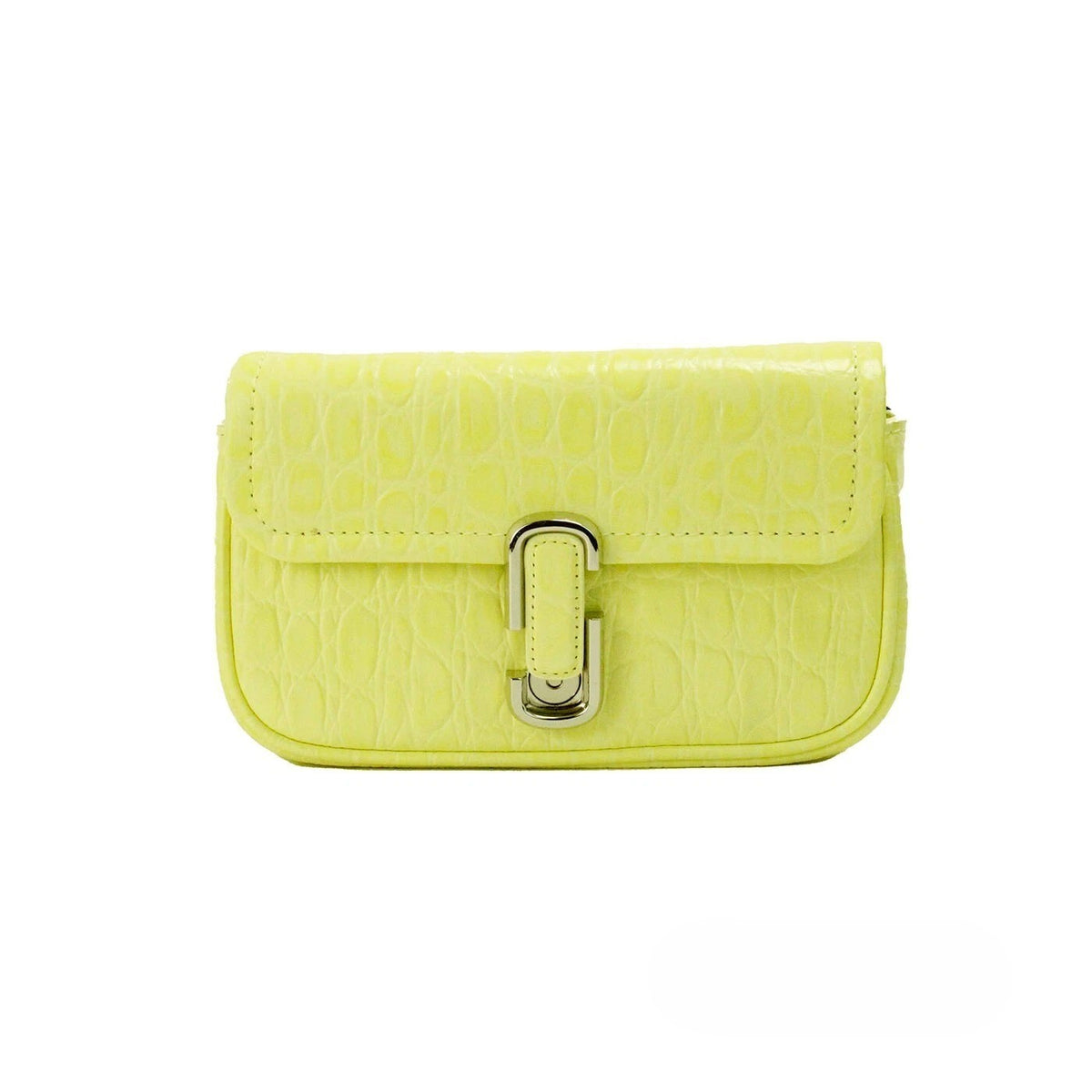 Elevate your style with Marc Jacobs The Mini Shoulder Bag, a luxurious yellow embossed leather masterpiece, perfect for any occasion where elegance meets functionality.