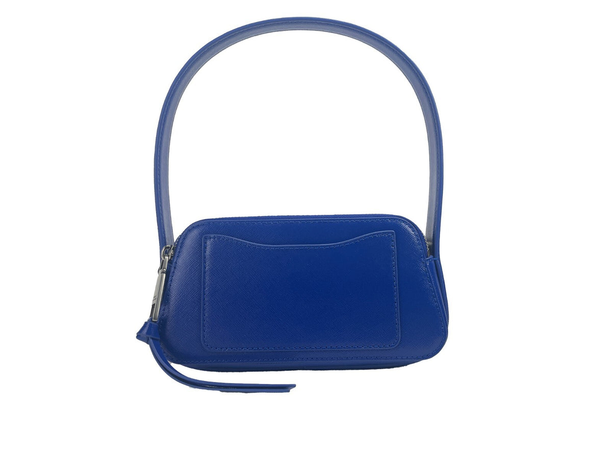 Indulge in the exquisite Marc Jacobs The Slingshot Leather Shoulder Bag, a luxurious blend of high-quality leather and striking cobalt blue, perfect for every sophisticated occasion.